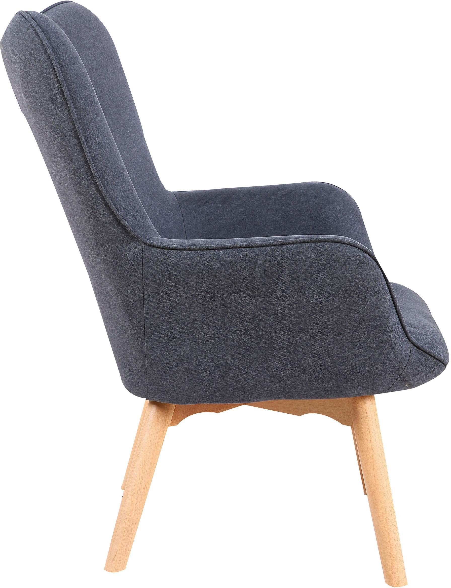 Homexperts Sessel »Aron«, (1 St.), Sessel mit Knopfsteppung, wahlweise mit Hocker