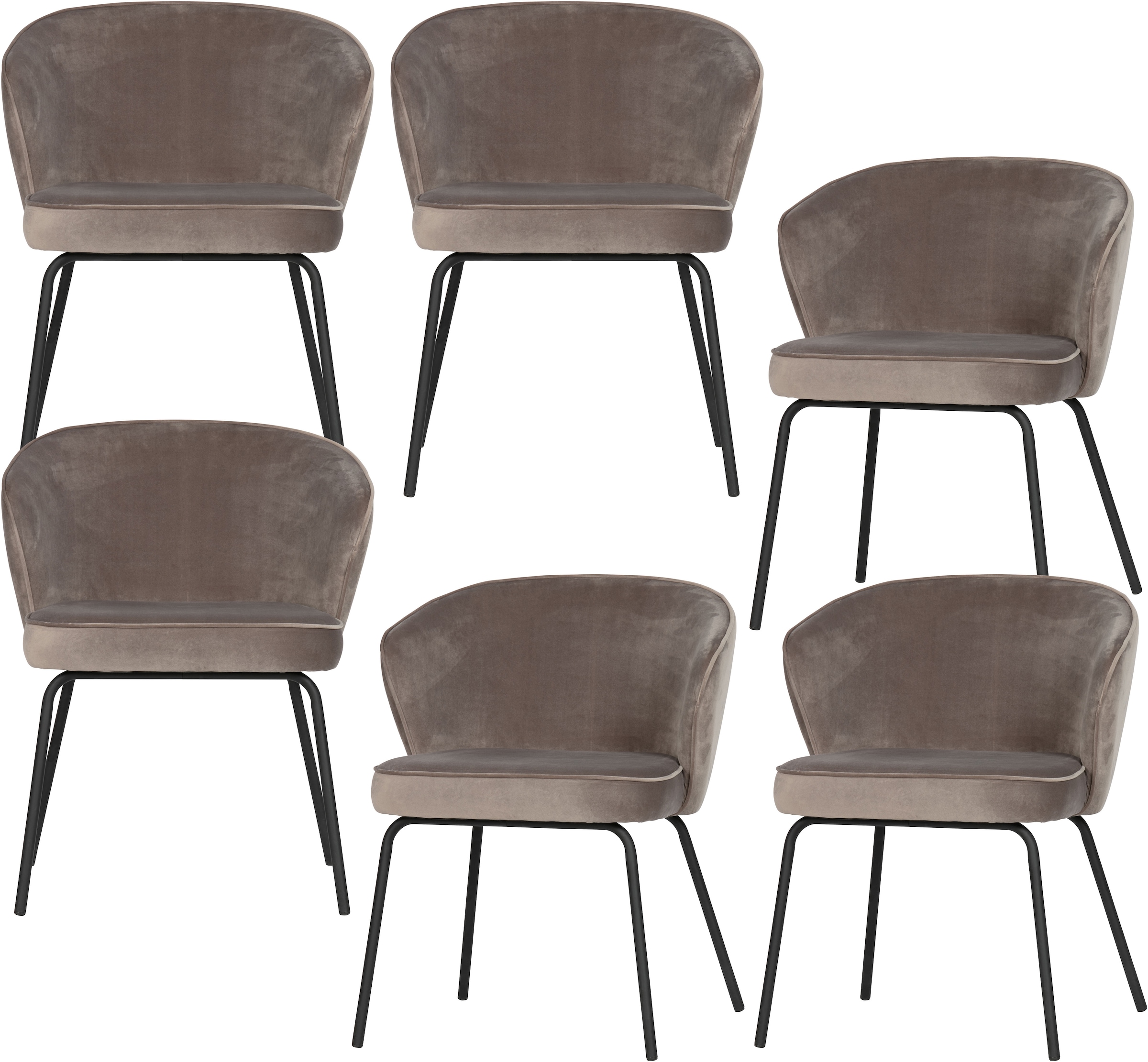 WOOOD Esszimmerstuhl »Admit Bezug mit Metallgestell und runde Formen H 78 x B 60 x T 58 cm« (Set) 2 Stk.(Set, 2 St) Velvet, Tragkraft 150 kg, schwarzen Beinen, pfleigleicht
