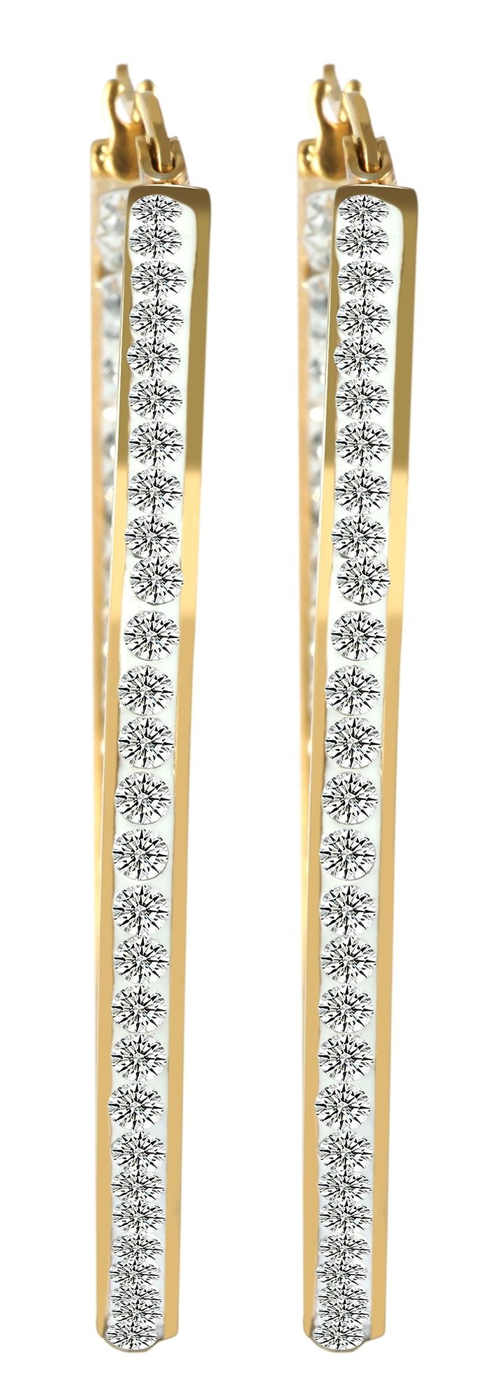 Adelia´s Paar Creolen »Damen Ohrringe ¿ Creole aus Edelstahl mit Strass Steinchen«