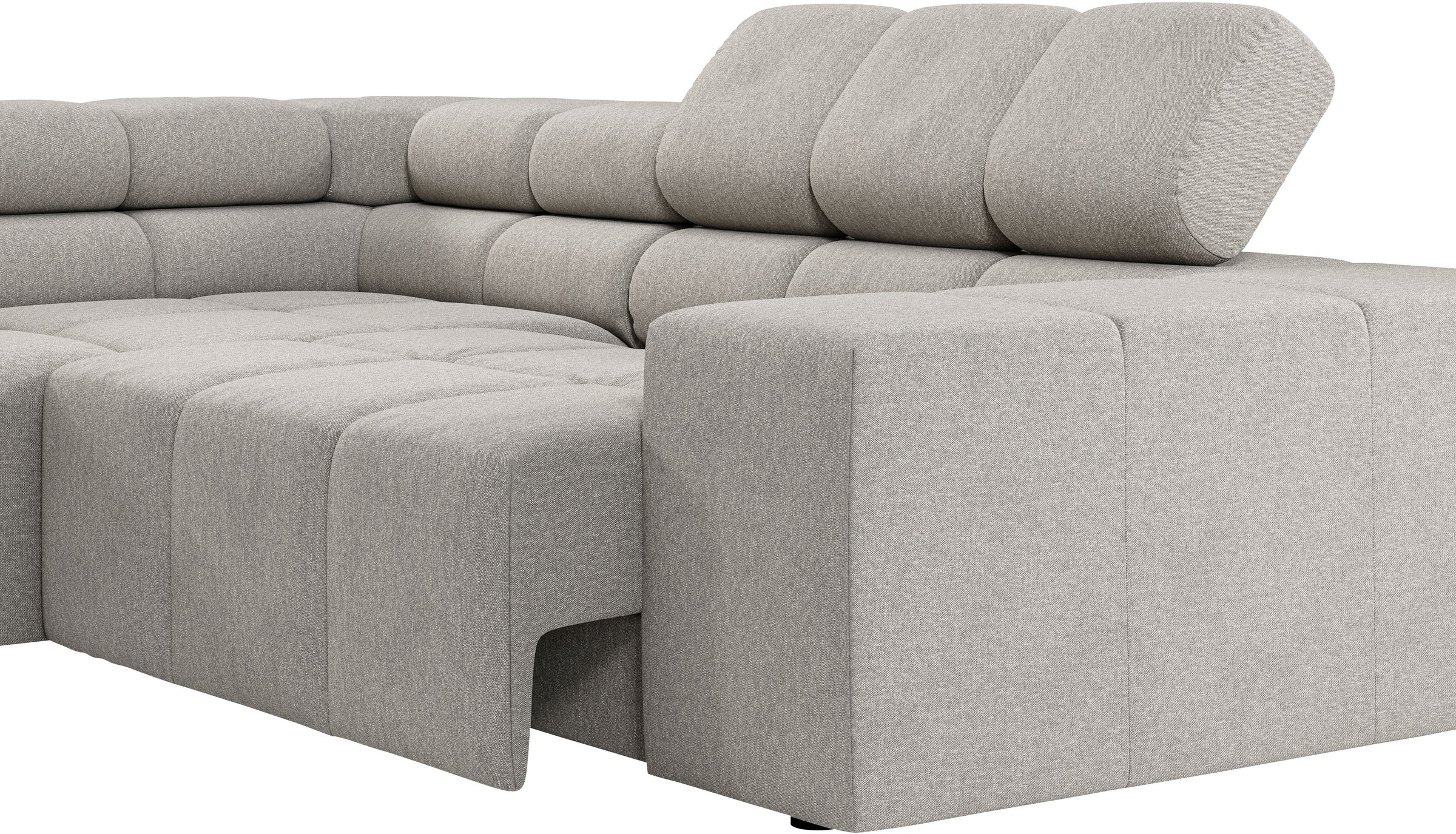 INOSIGN Ecksofa »Ancona, incl. Kopfteilverstellung + 3 Zierkissen, L-Form, bequem«, wahlweise motorische Sitztiefenverstellung, B/T(H: 249/215/70 cm