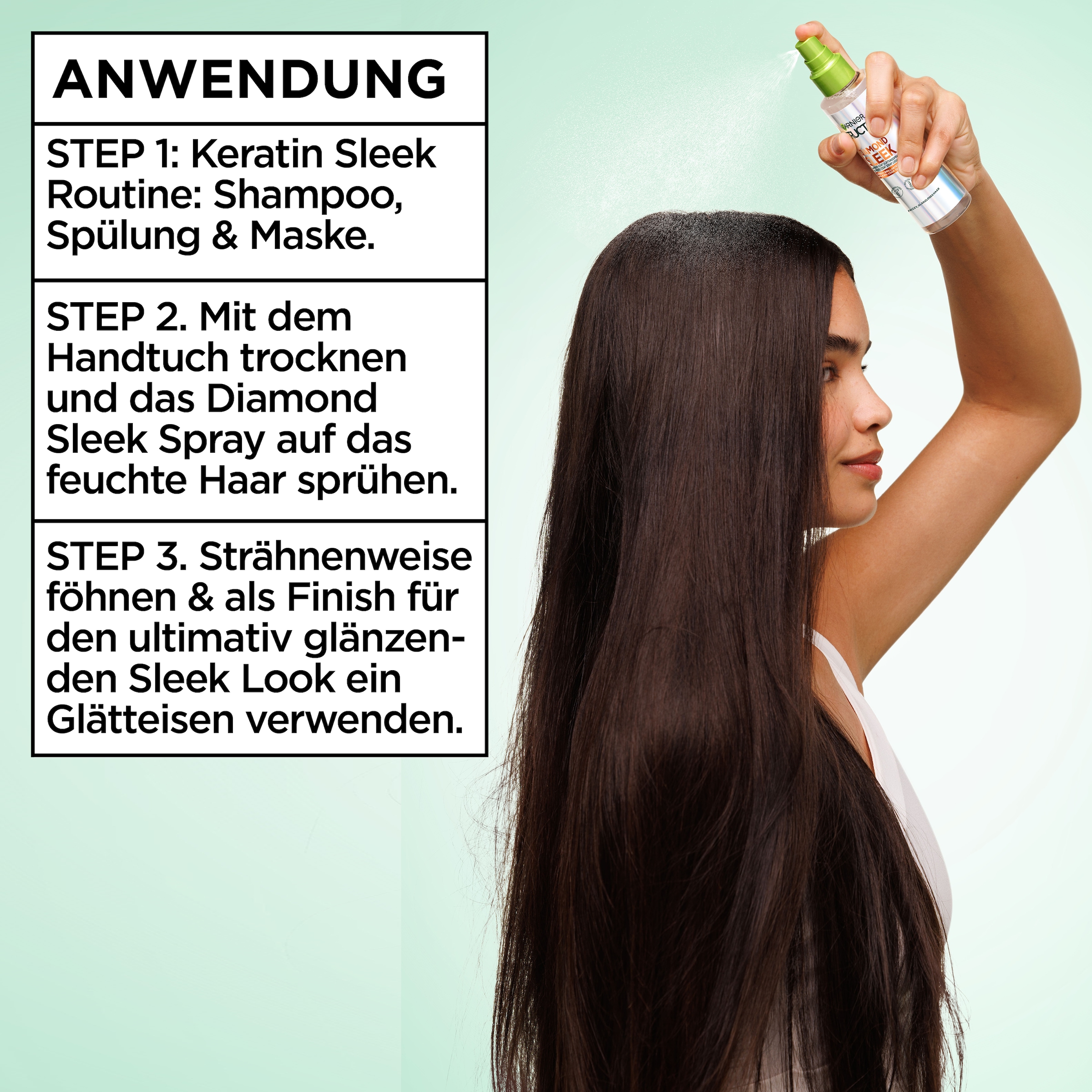 GARNIER Haarpflege-Spray »FRUCTIS DIAMOND SLEEK SHINE-COAT GLÄTTUNGSSPRAY« für glattes Haar, mit Diamond Sleek Shine-Coat Formel, nicht fettend