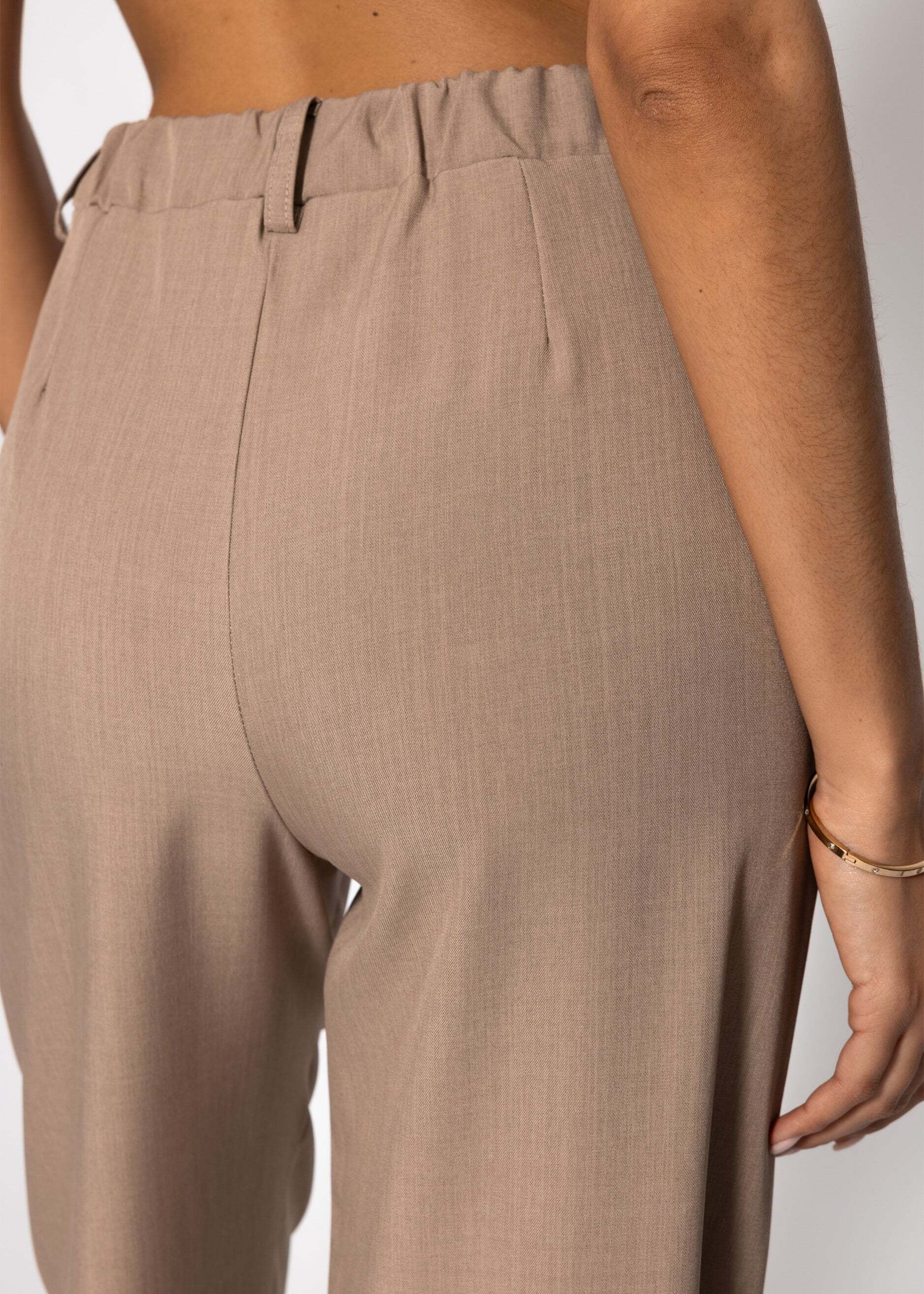 SASSYCLASSY Anzughose »High Waist Hose mit geradem Bein«  Hose mit hohen Bund in Dunkelbeige
