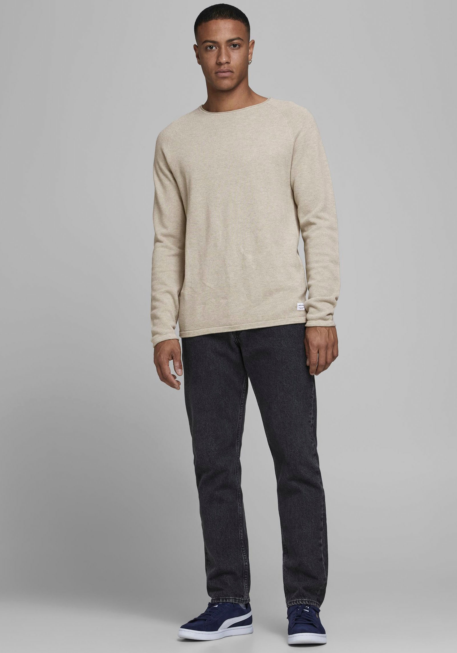 Jack and Jones beiger Rundhalspullover für Herren