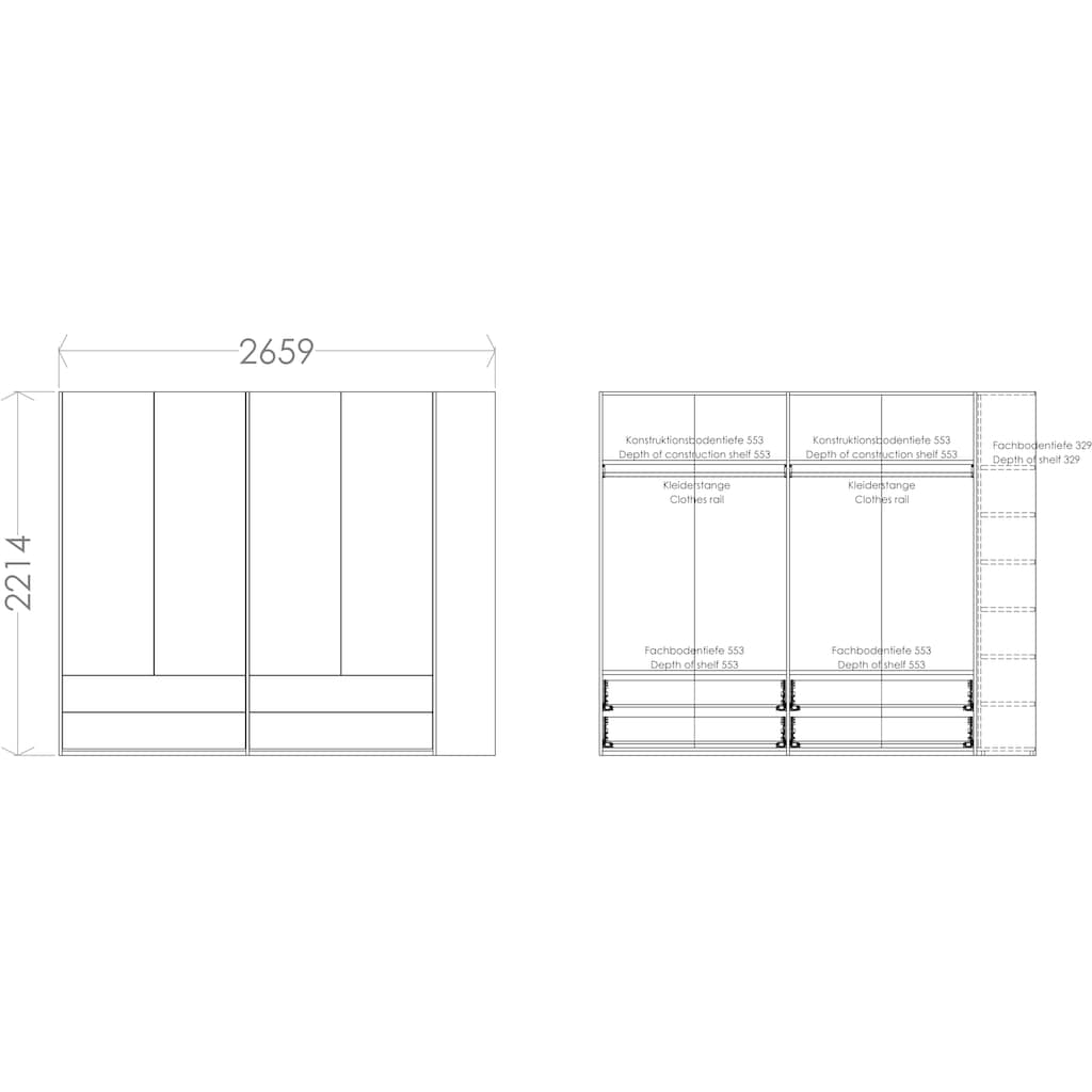 Müller SMALL LIVING Kleiderschrank »Modular Plus Variante 4«, 4 Schubladen, Anbauregal wahlweise links oder rechts montierbar