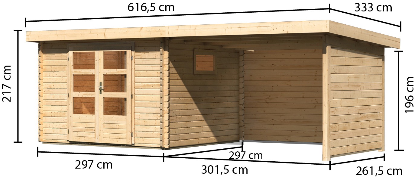 WOODFeeling Gartenhaus »Trittau 3«, mit Anbaudach