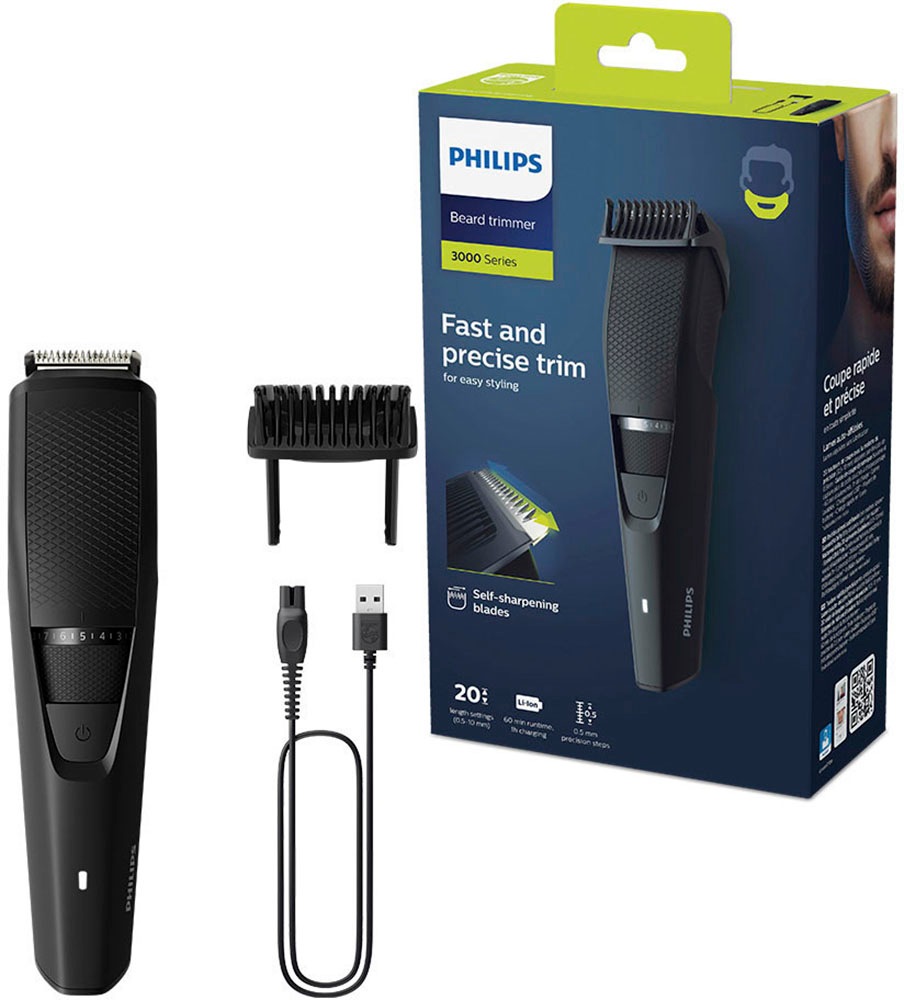 Philips Bartschneider »Series 3000 BT3234/15«, 1 Aufsätze, mit selbstschärfenden Klingen, 20 Längeneinstellungen, 1 Kammaufsatz