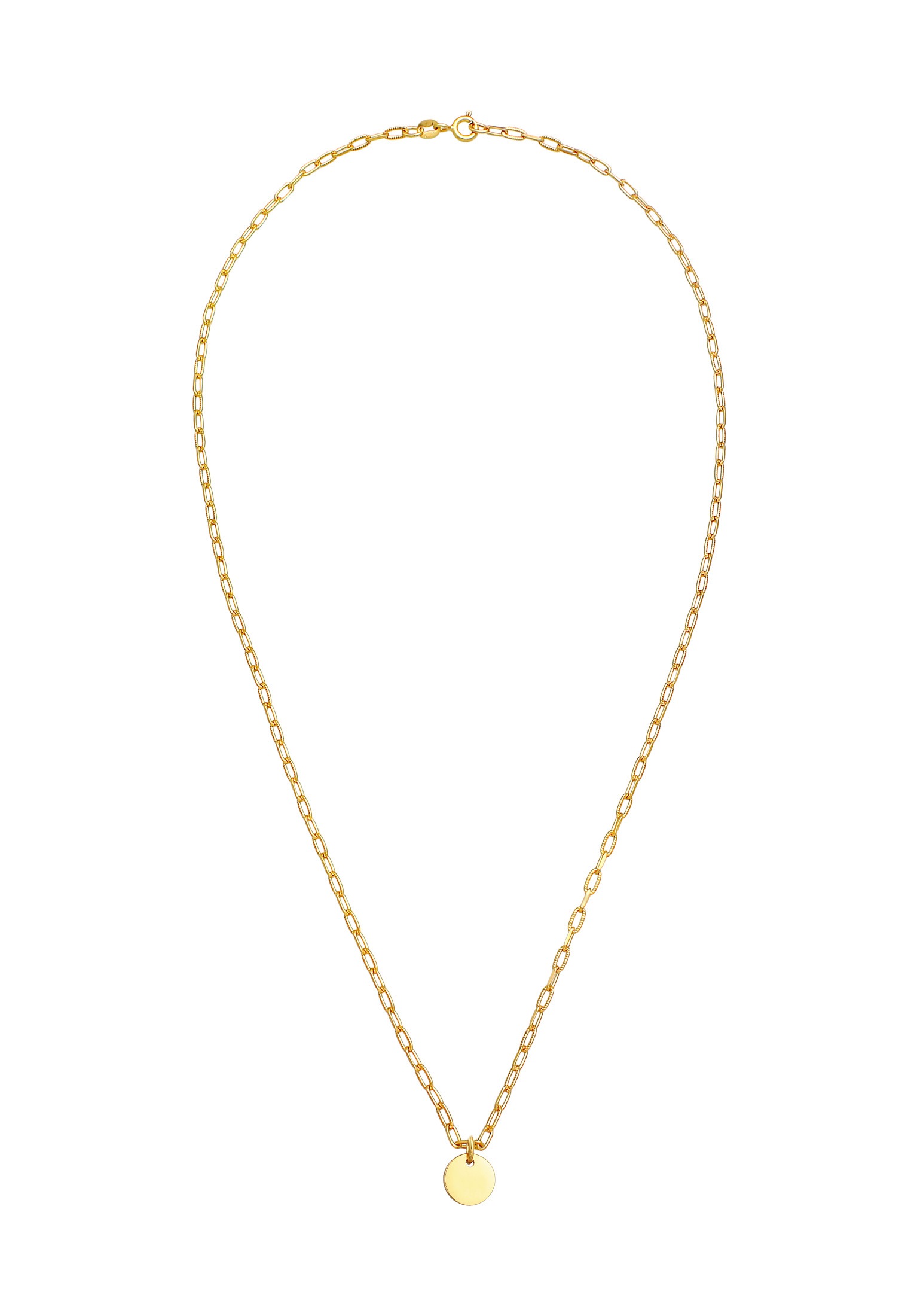 Elli Kette mit Anhänger »Halskette Plättchen Coin Gliederkette Trend 925 Silber«