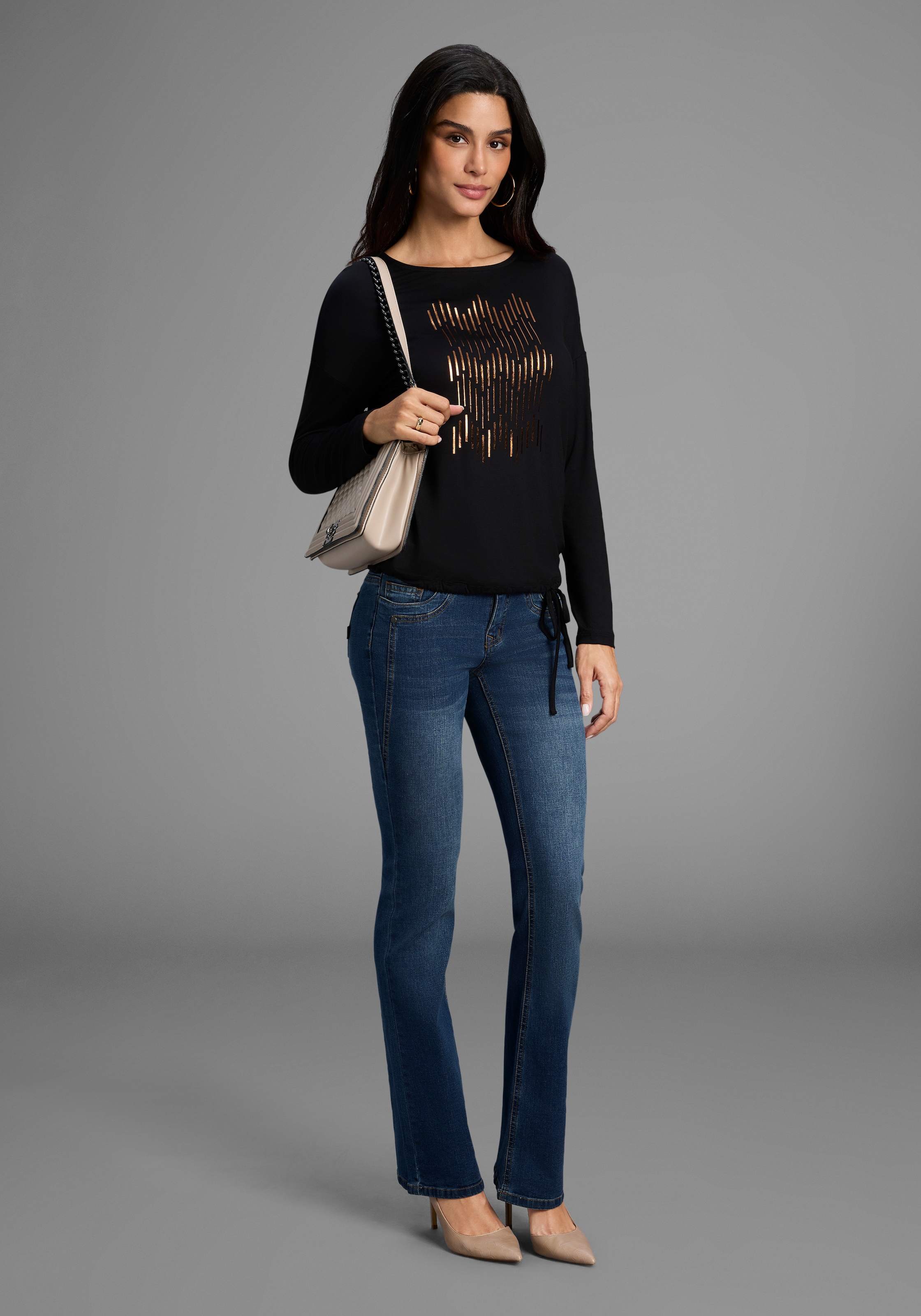 Laura Scott Longsleeve mit grafischem Folien-Druck - NEUE KOLLEKTION