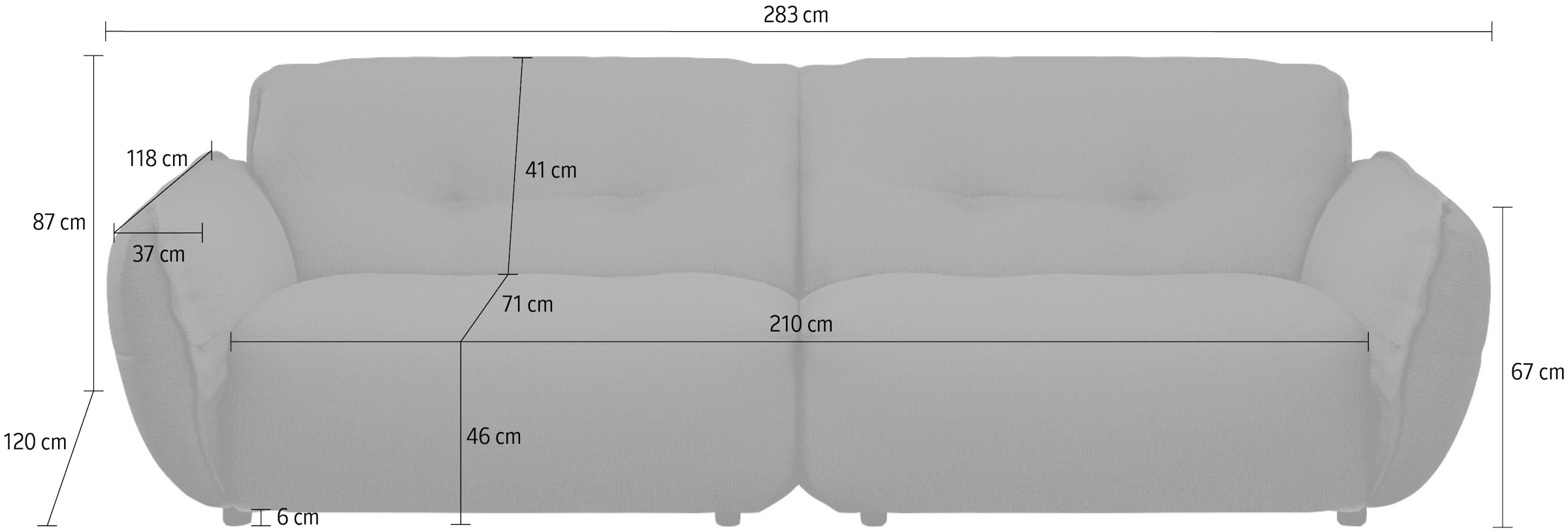 BETYPE 4-Sitzer »Be Fluffy«, Softes Sitzgefühl, moderne Kedernaht, hochwertiger Bezug