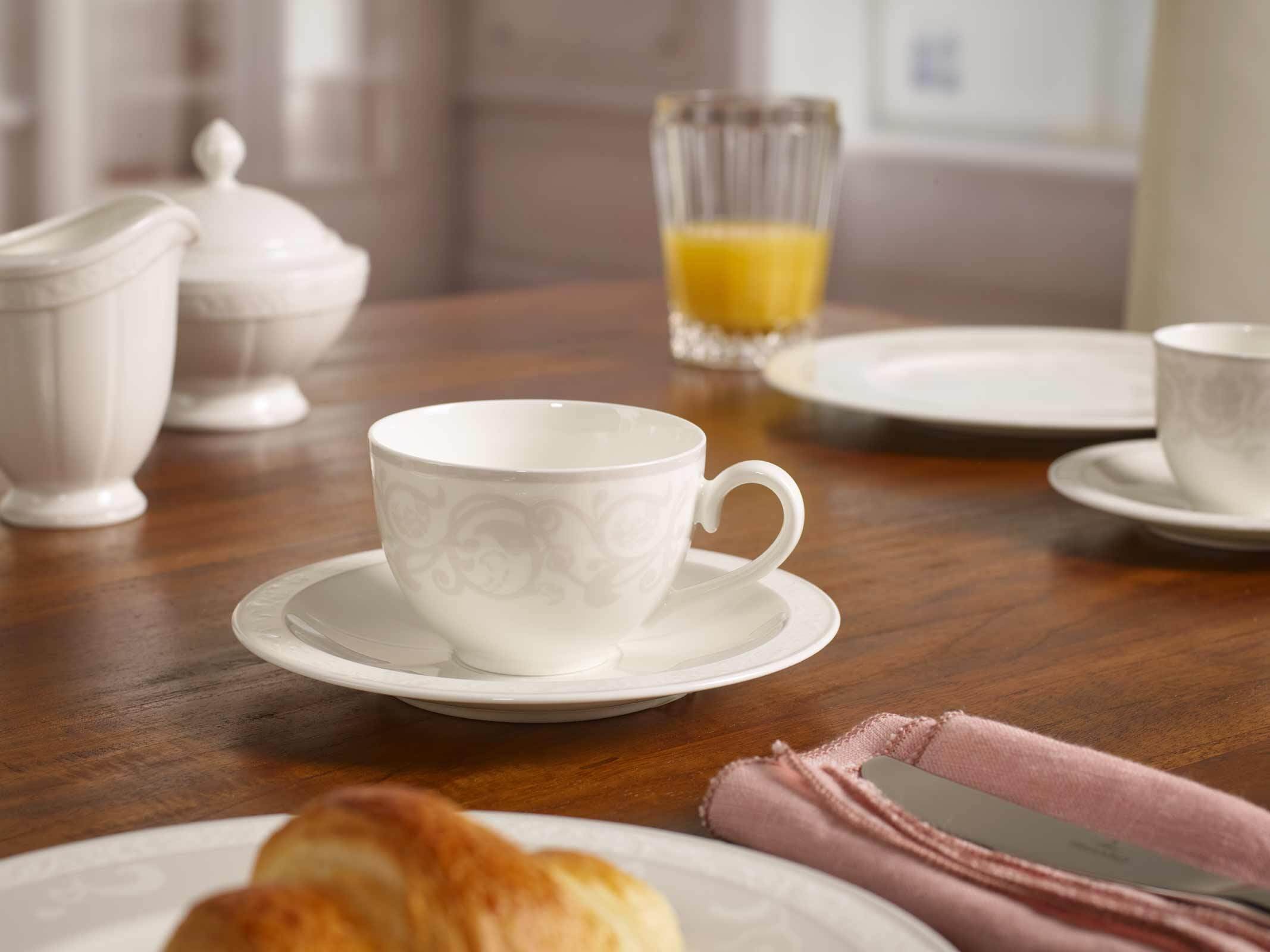 Villeroy & Boch Untertasse »Kaffeeuntertassen Gray Pearl ø 16 cm 6er Set weiß« Spülmaschinengeeignet, Mikrowellengeeignet