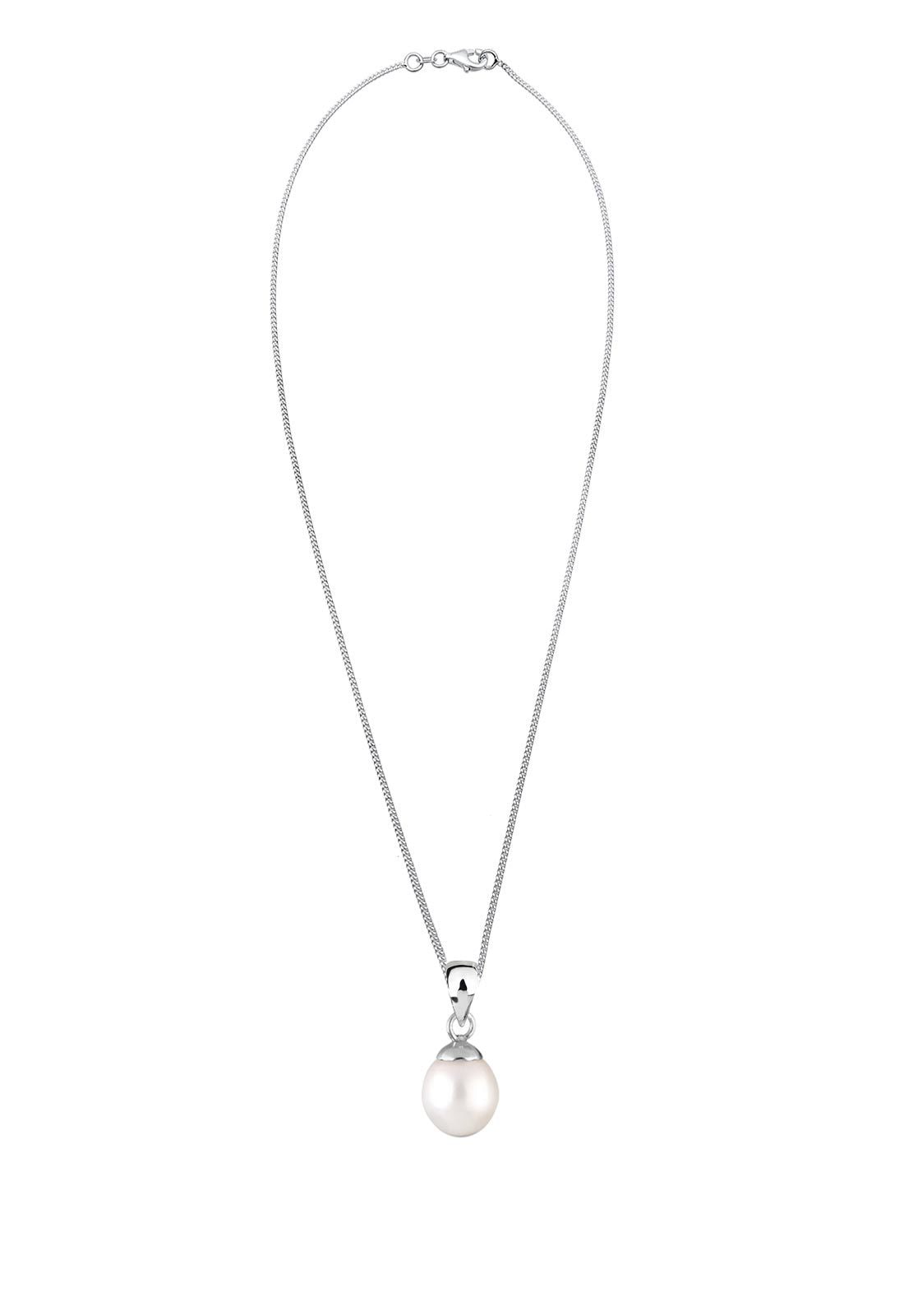 Elli Perlenkette »Halskette Perlen Weiß Tropfen 925 Sterling Silber«