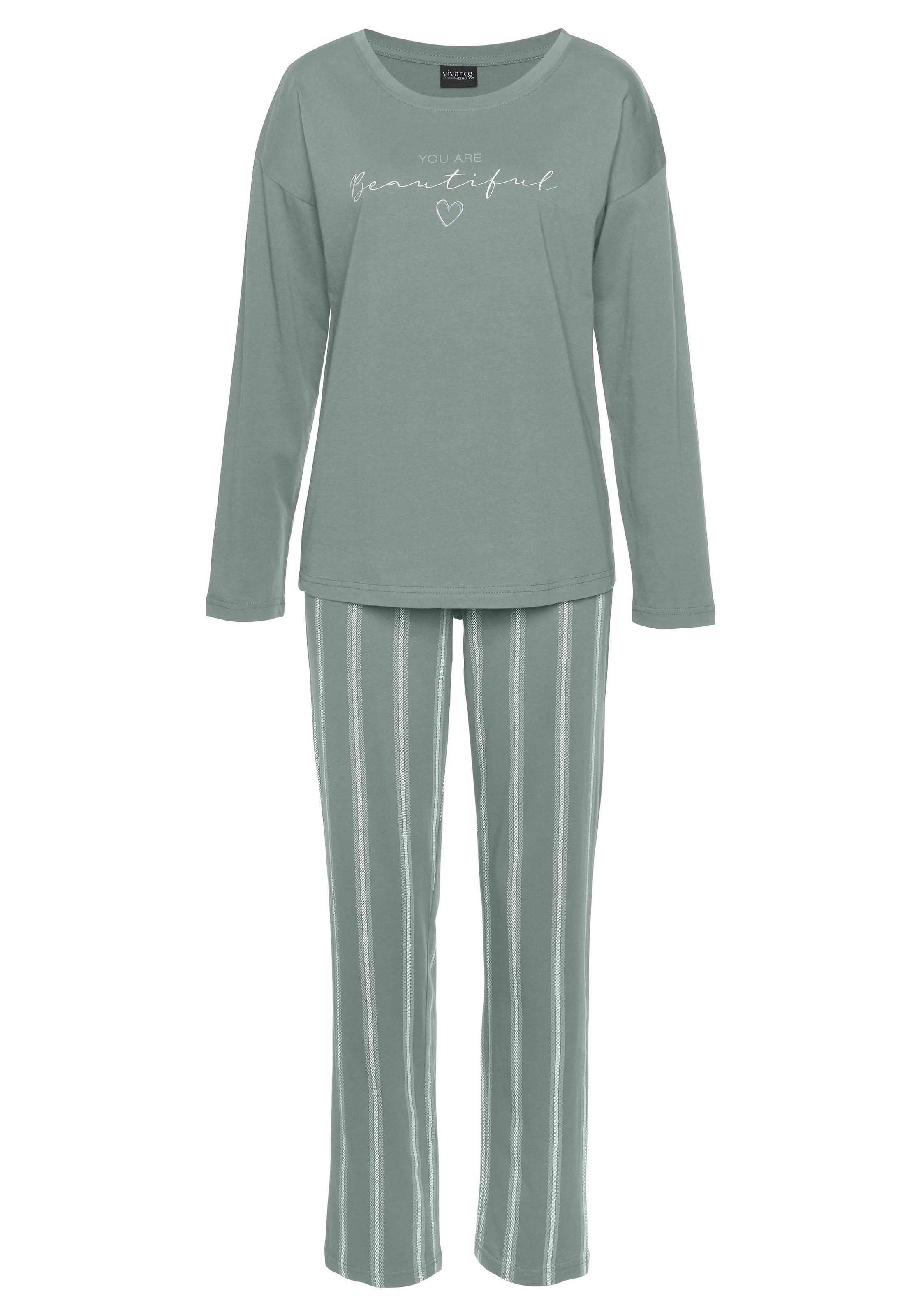 Vivance Dreams Pyjama, (2 tlg.), mit Frontdruck