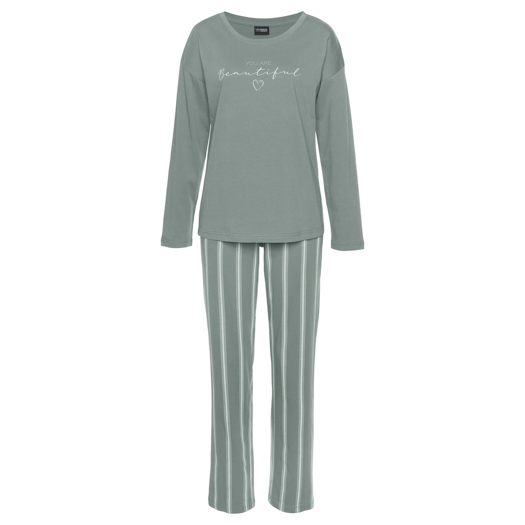 Vivance Dreams Pyjama, (2 tlg.), mit Frontdruck