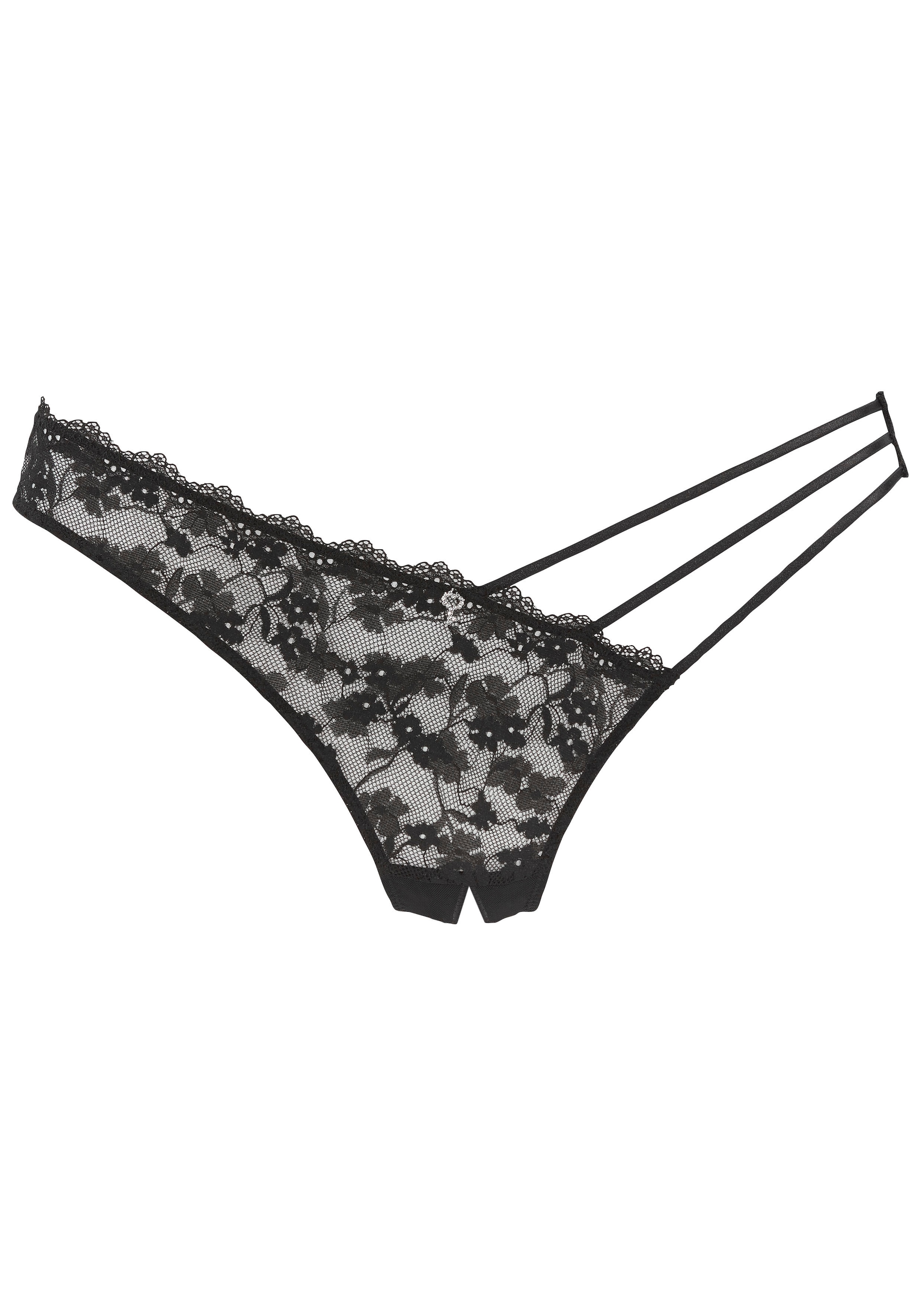 petite fleur gold String-Ouvert, aus filigraner Spitze mit edlen Zierbändern, Reizwäsche
