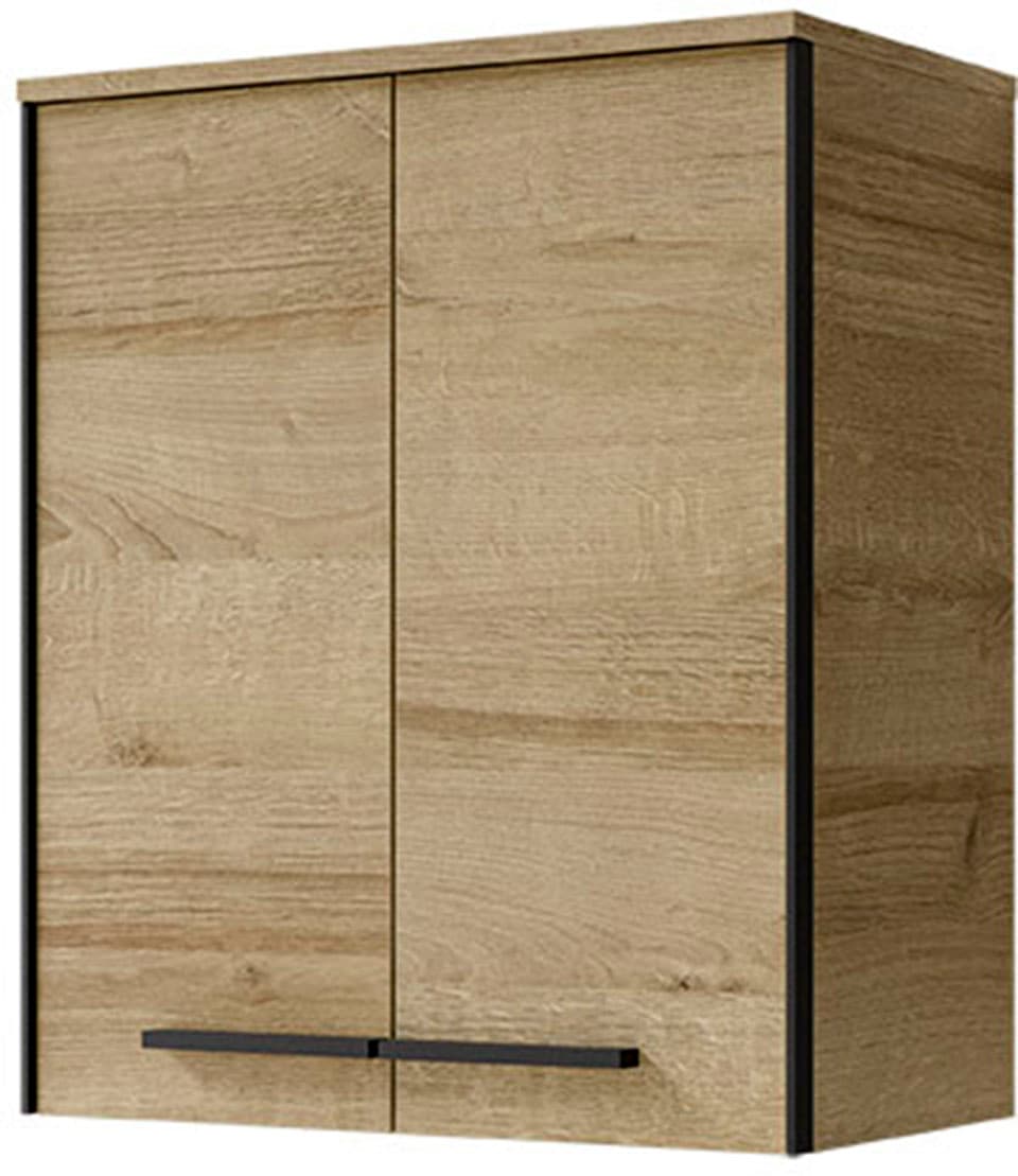 Saphir Hängeschrank »Quickset 395 Badschrank 60,4 cm breit mit 2 Türen und 2 Einlegeböden«, Badezimmer-Hängeschrank inkl. Türdämpfer, Griffe in Schwarz