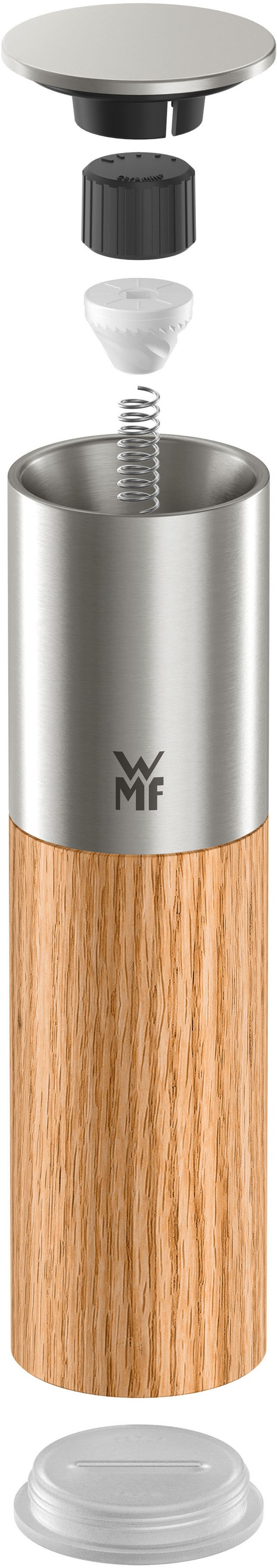 WMF Gewürzmühle »Nature Pro Edelstahl« Keramikmahlwerk, einstellbarer Mahlgrad, Aromaschutzdeckel, Holz