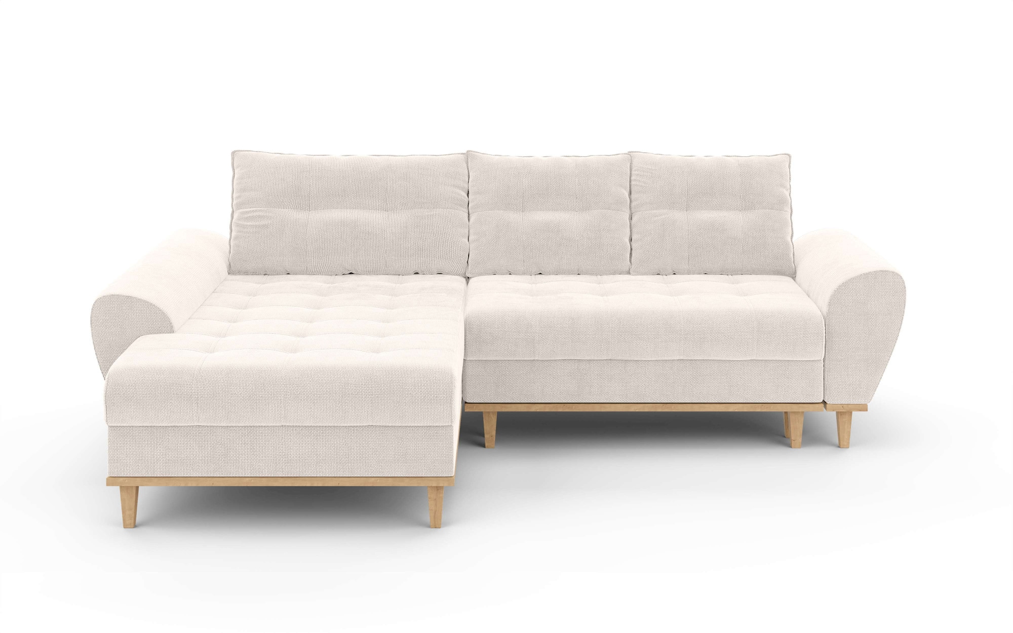 Home affaire Ecksofa »Ahrdorf mit Bettfunktion und Bettkasten, Maße: B/H/T 268/86/175 cm«, L-Form mit 3 Rückenkissen und moderne gerundete Armlehnen