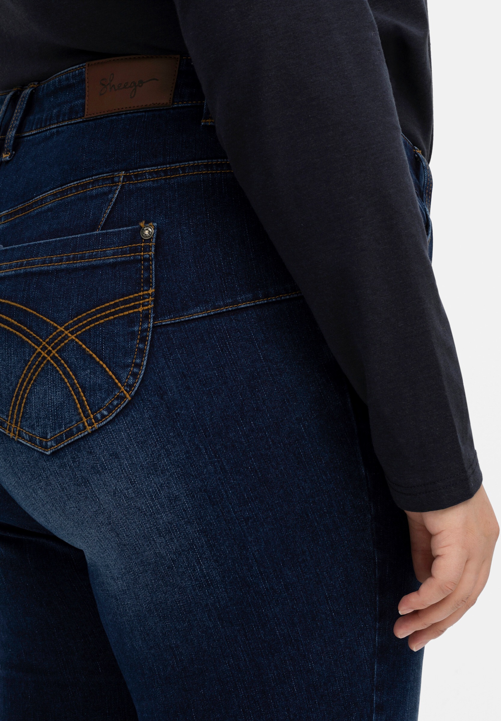 Sheego 5-Pocket-Jeans »Stretch-Jeans Skinny Jeans mit bequemer Taille« für sehr schmale Beine und mehr Bauch