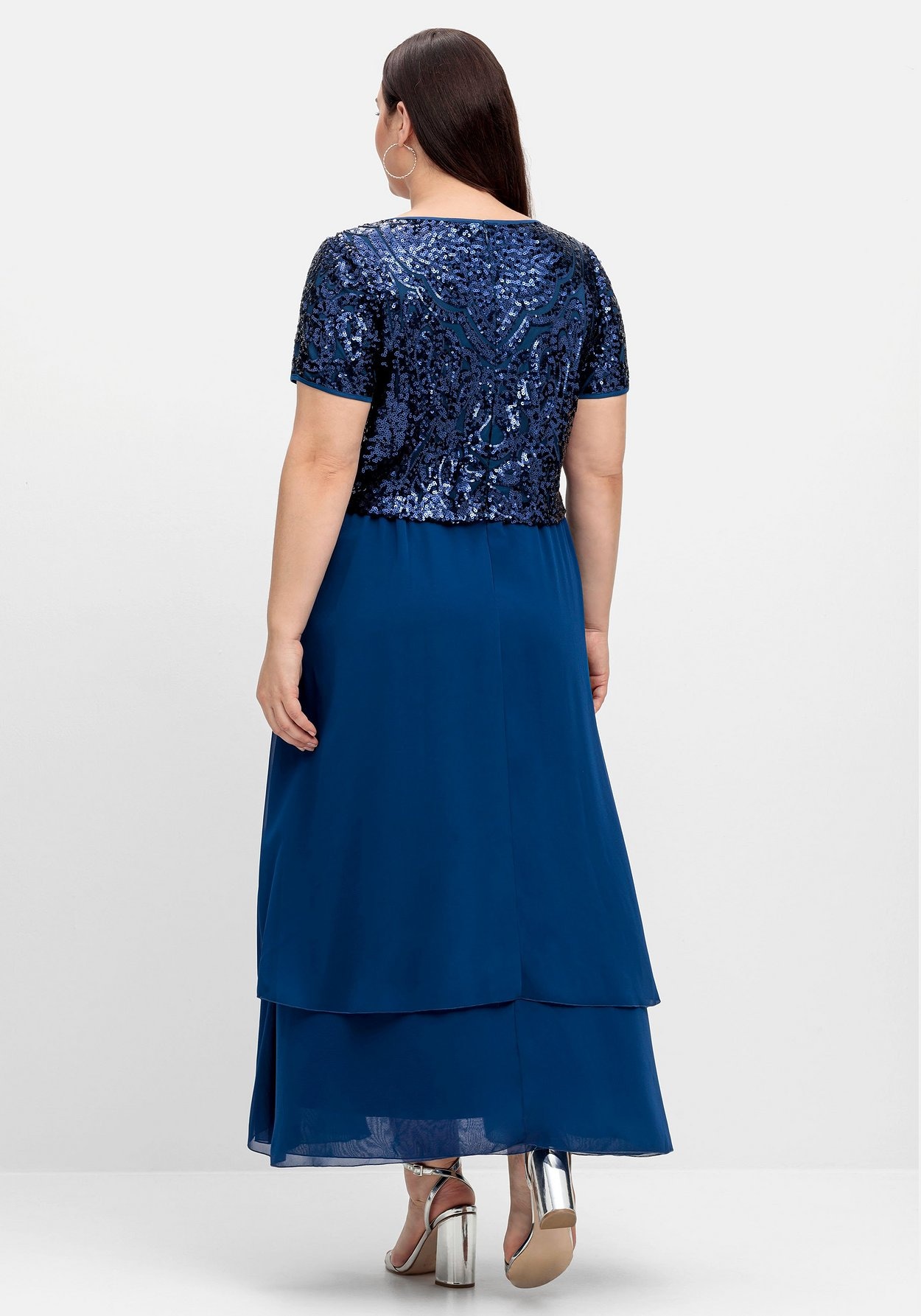 Sheego Abendkleid »Abendkleid mit Paillettenoberteil und Lagen-Rock«