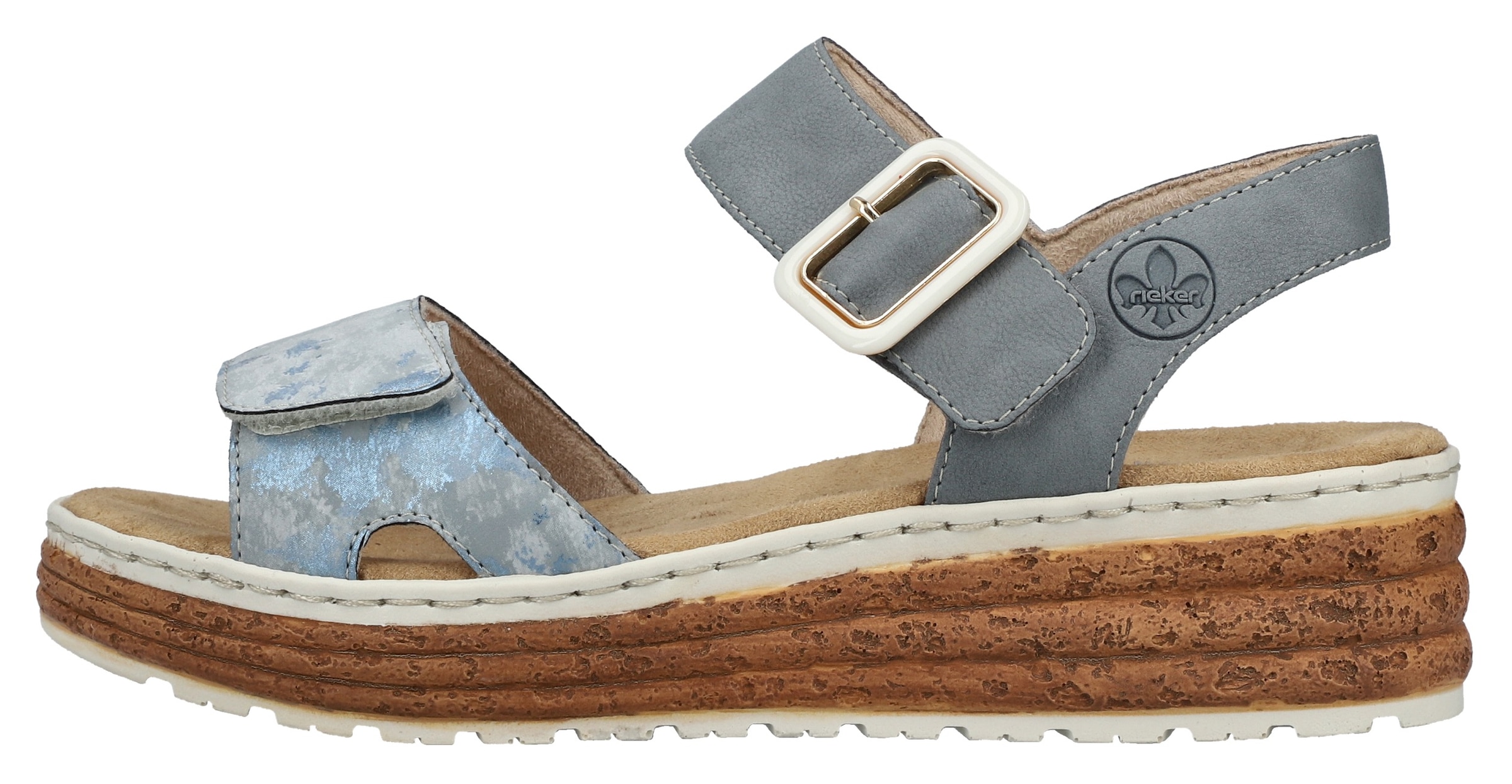 Rieker Plateausandale, Sandalette, Sommerschuh, Keilsandale mit praktischen Klettverschlüssen