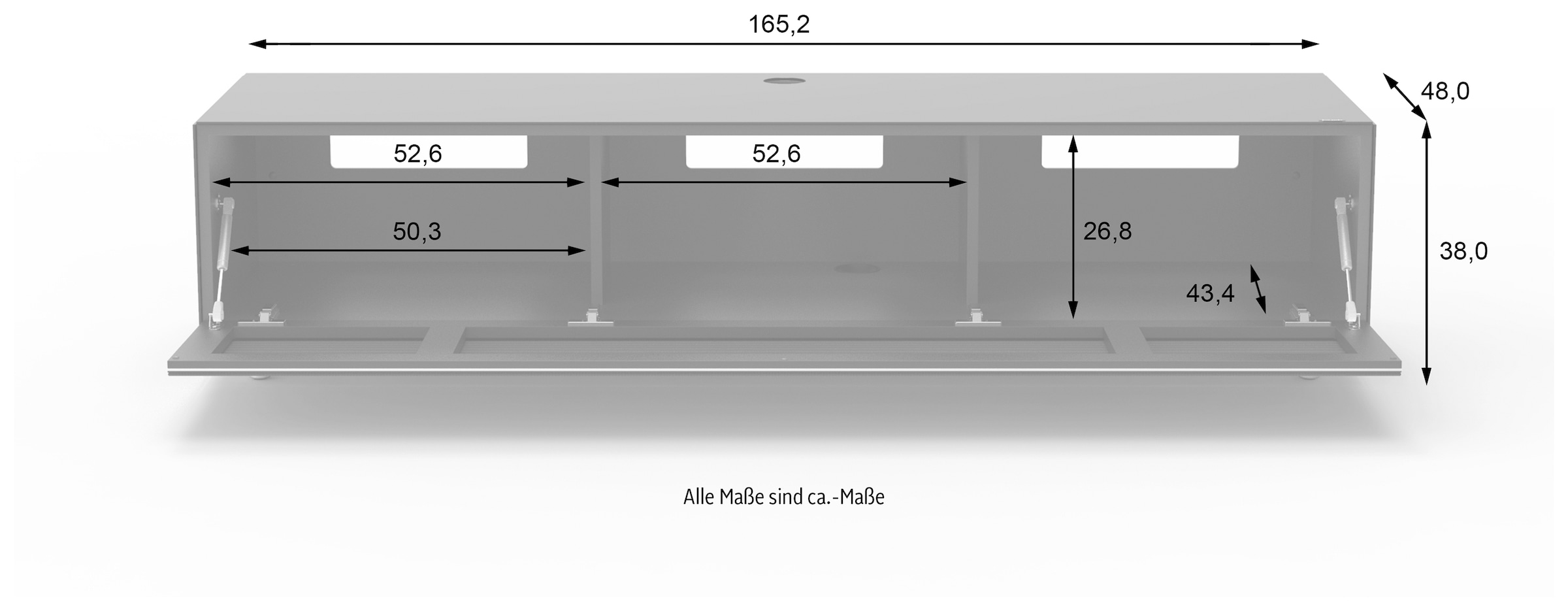 JUST by Spectral Lowboard »Just Racks«, JRL 1654T, Breite 165 cm, wahlweise mit Basis- oder TV-Paket