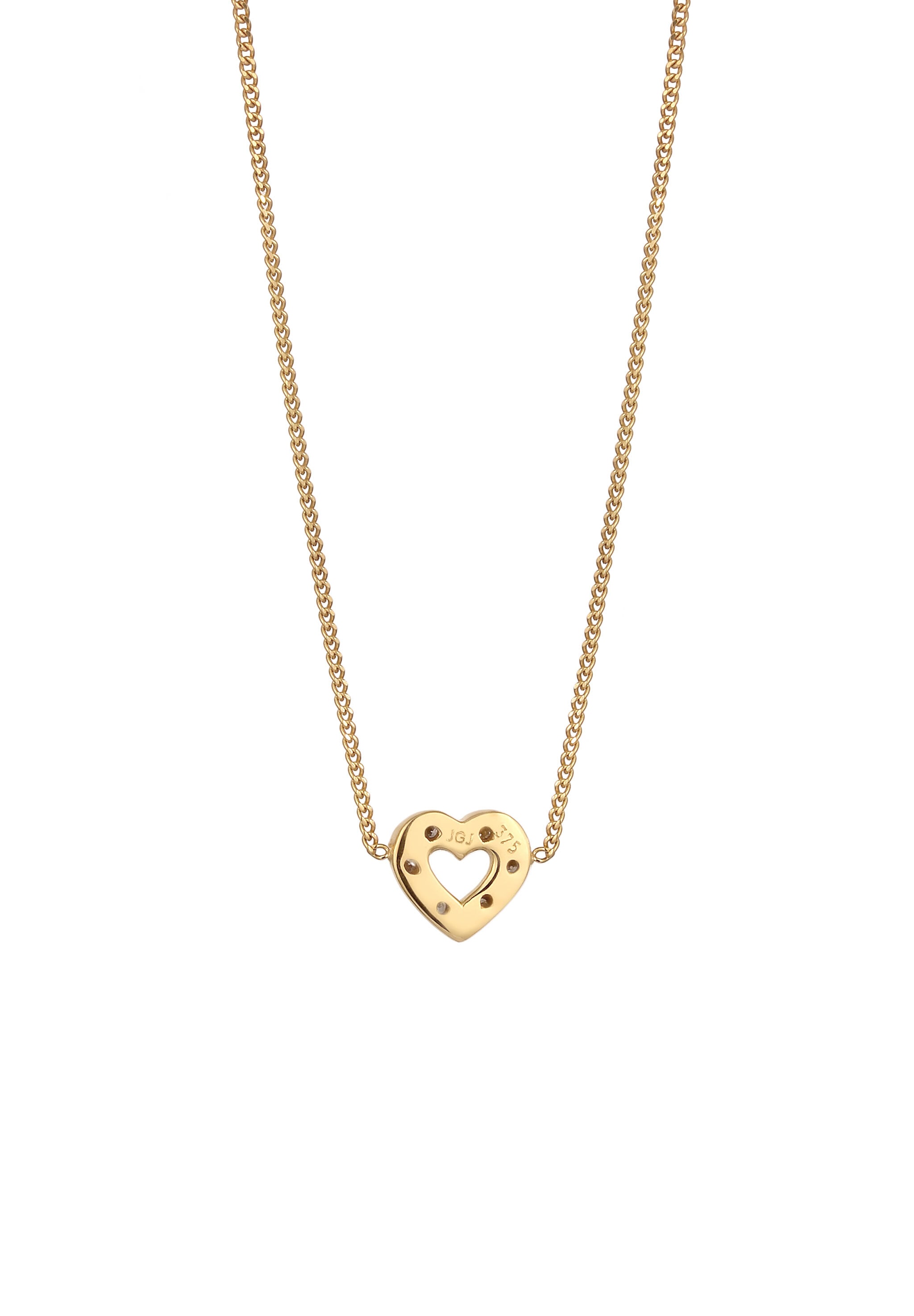 Elli DIAMONDS Silberkette »Halskette Herz Diamant Weiß Brillantschliff (0.005 ct) 375 Gelbgold«