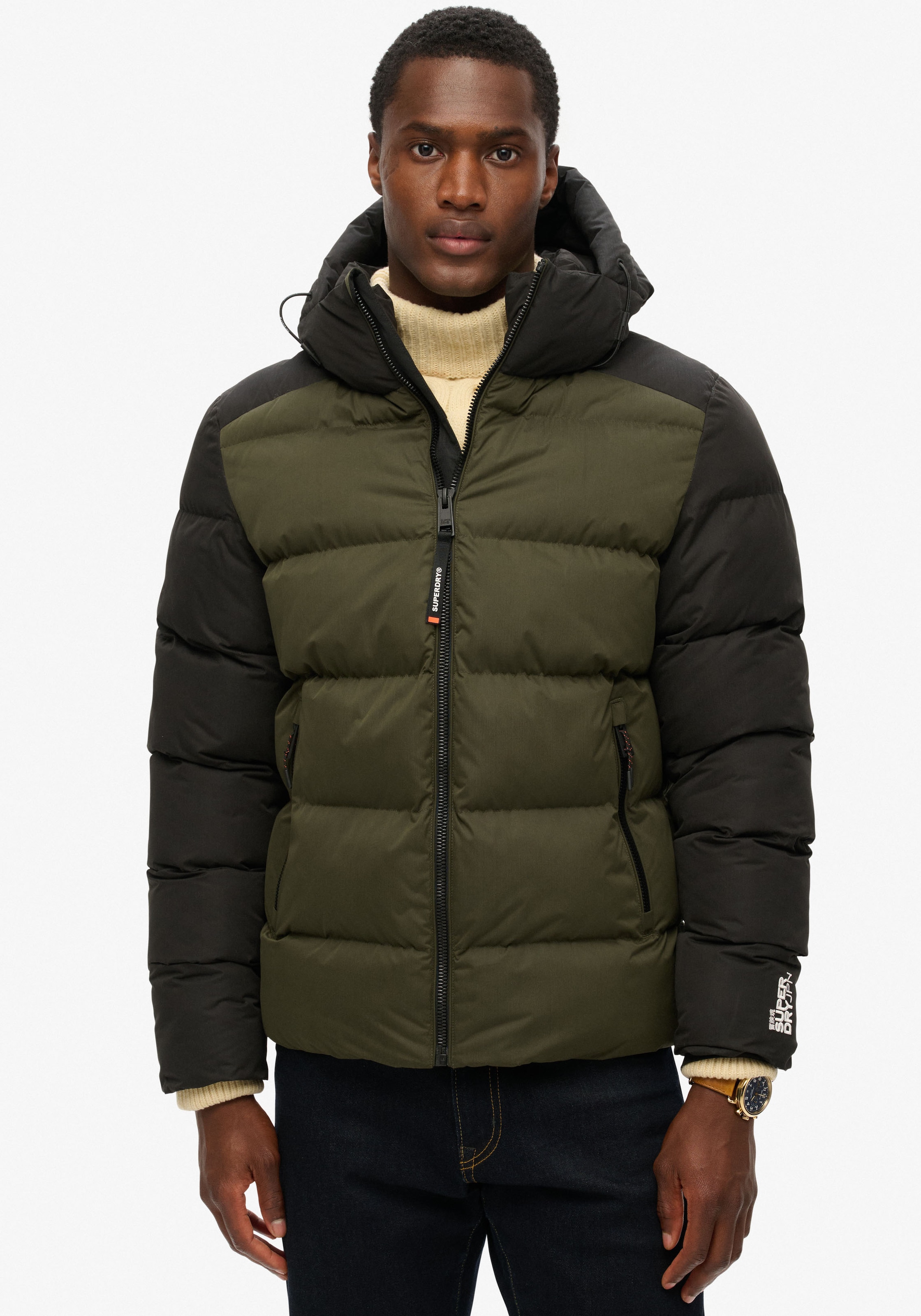 Steppjacke »HOOD COLOUR BLOCK SPORT PUFFER«, mit Kapuze