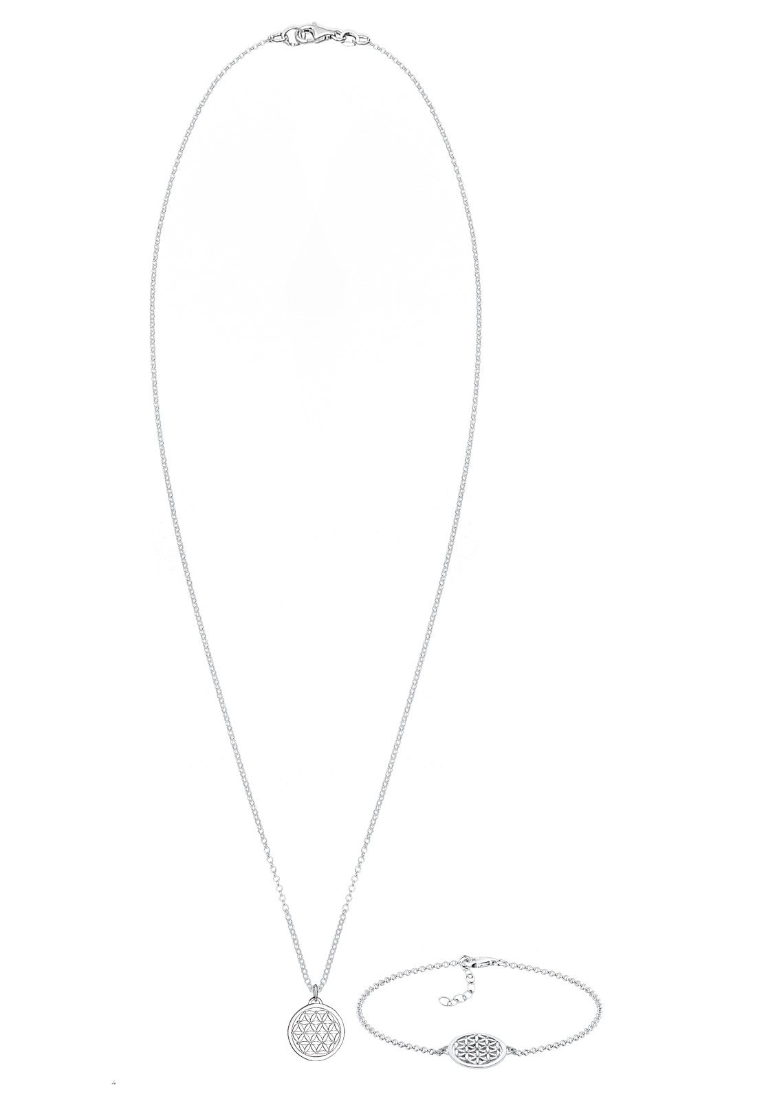 Elli Ohrring und Ketten Set »Schmuckset Set Kette Ohrstecker Blume des Lebens 925 Sterling Silber«