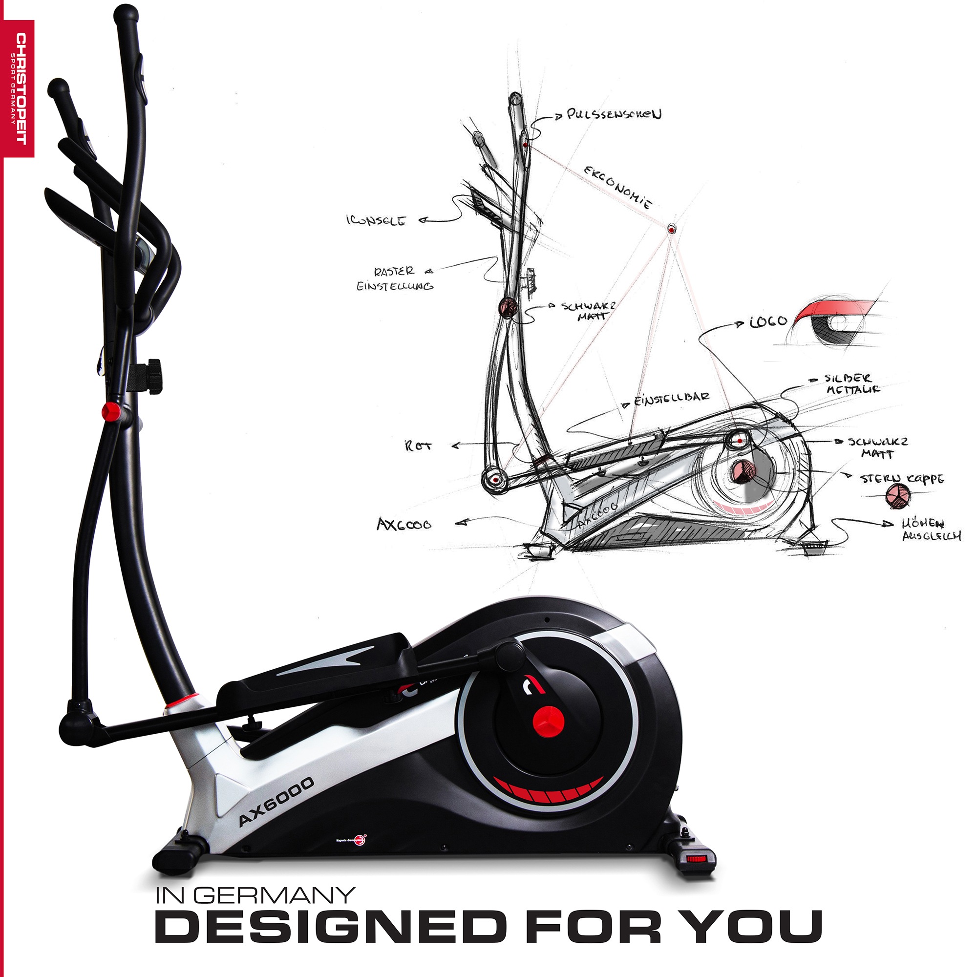 Christopeit Sport® Crosstrainer »AX 6000«, Schwungmasse ca. 8 kg, 10 Widerstandsstufen