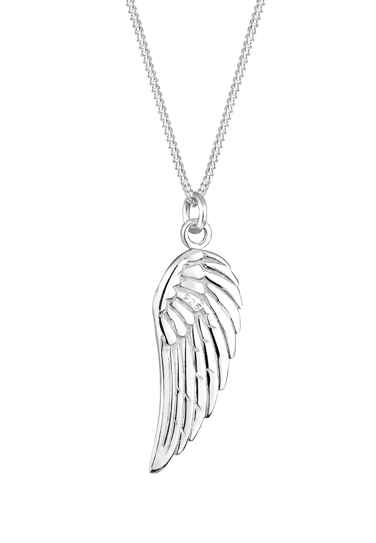 Elli Kette mit Anhänger »Halskette Panzerkette Engel Flügel Basic Boho 925 Silber«