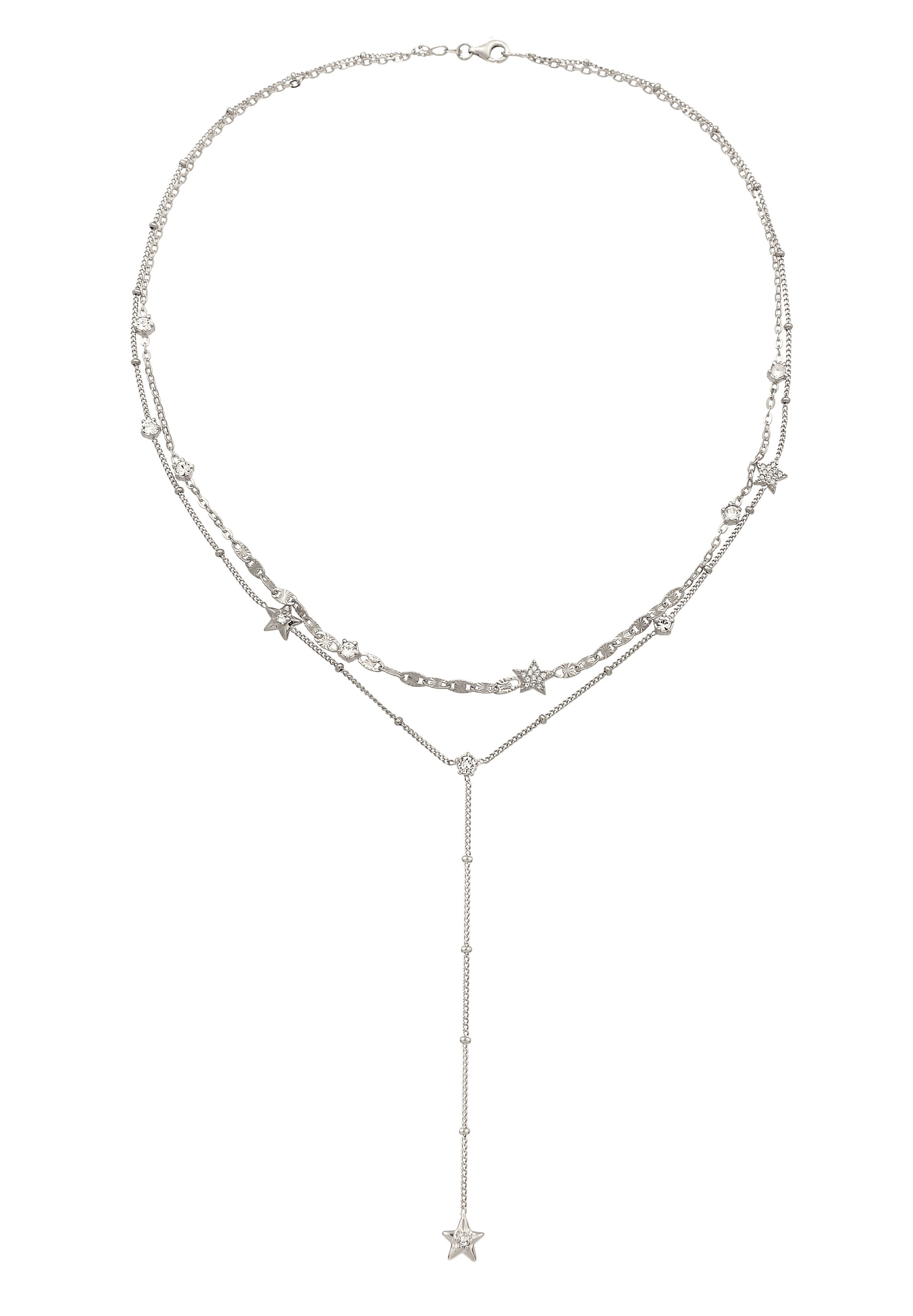 Elli Silberkette »Halskette Layer Sterne mit Kristallen von Swarovski® Weiß 925 Sterling Silber«