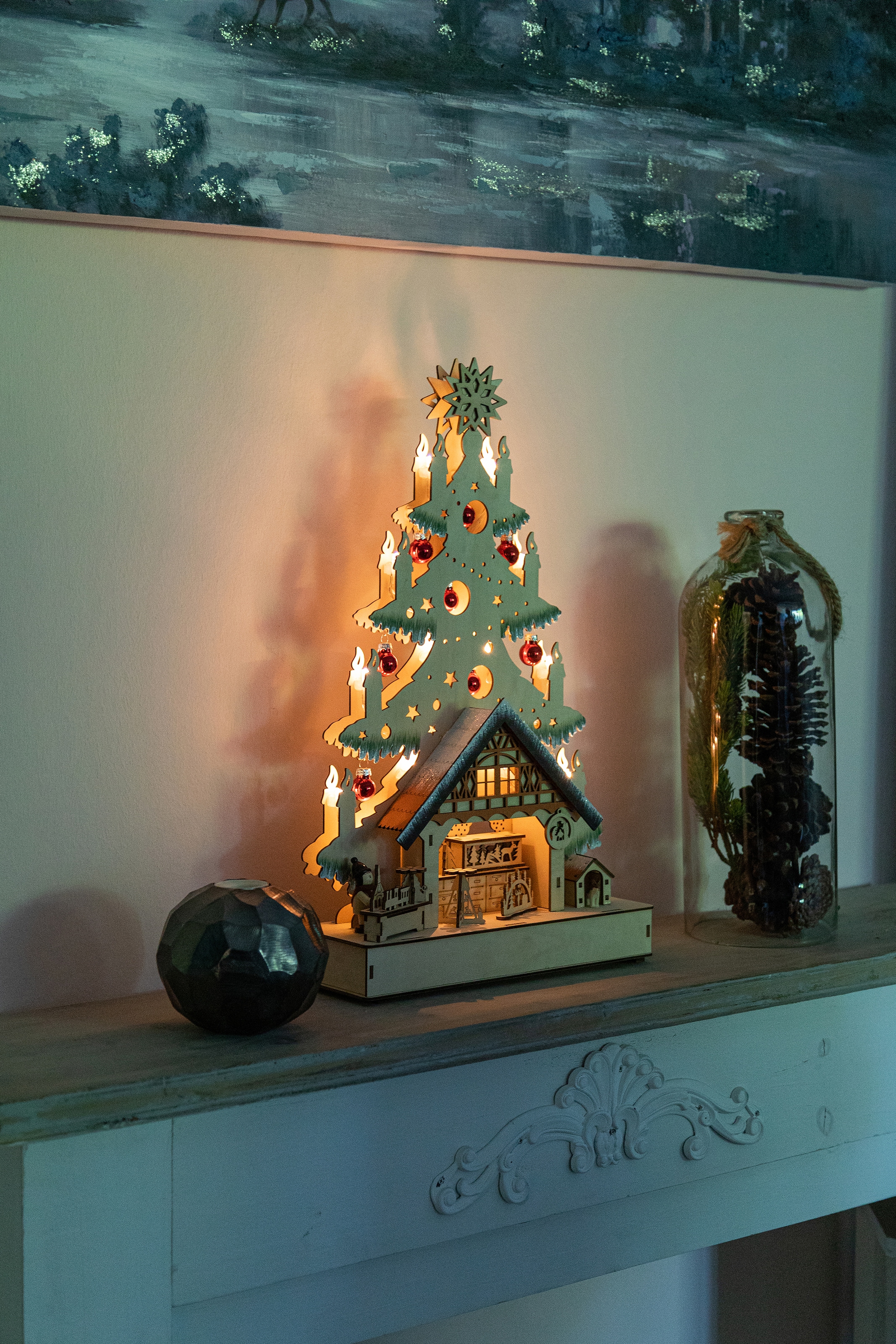 Myflair Möbel & OTTO Accessoires aus LED bestellen mit Holz, Schwibbogen, Höhe cm ca. 49 bei Weihnachtskugeln geschmückt