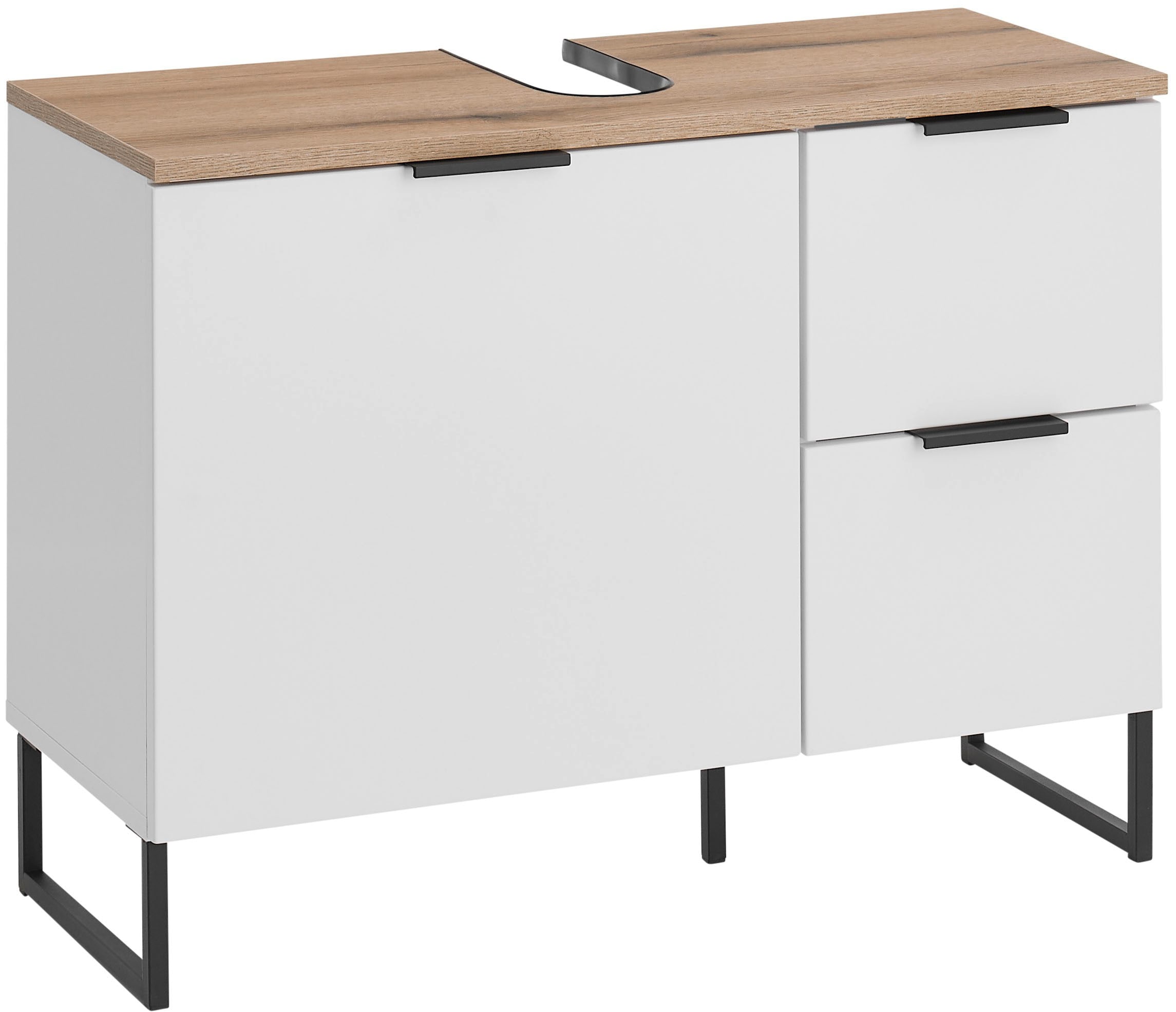 BASIC by Balculina Waschbeckenunterschrank »Denver Waschbeckenunterschrank, Badezimmerschrank BxHxT 80x60x35« 1 Stk. tlg. Breite 80 cm, Tür L/R montierbar, Softclose