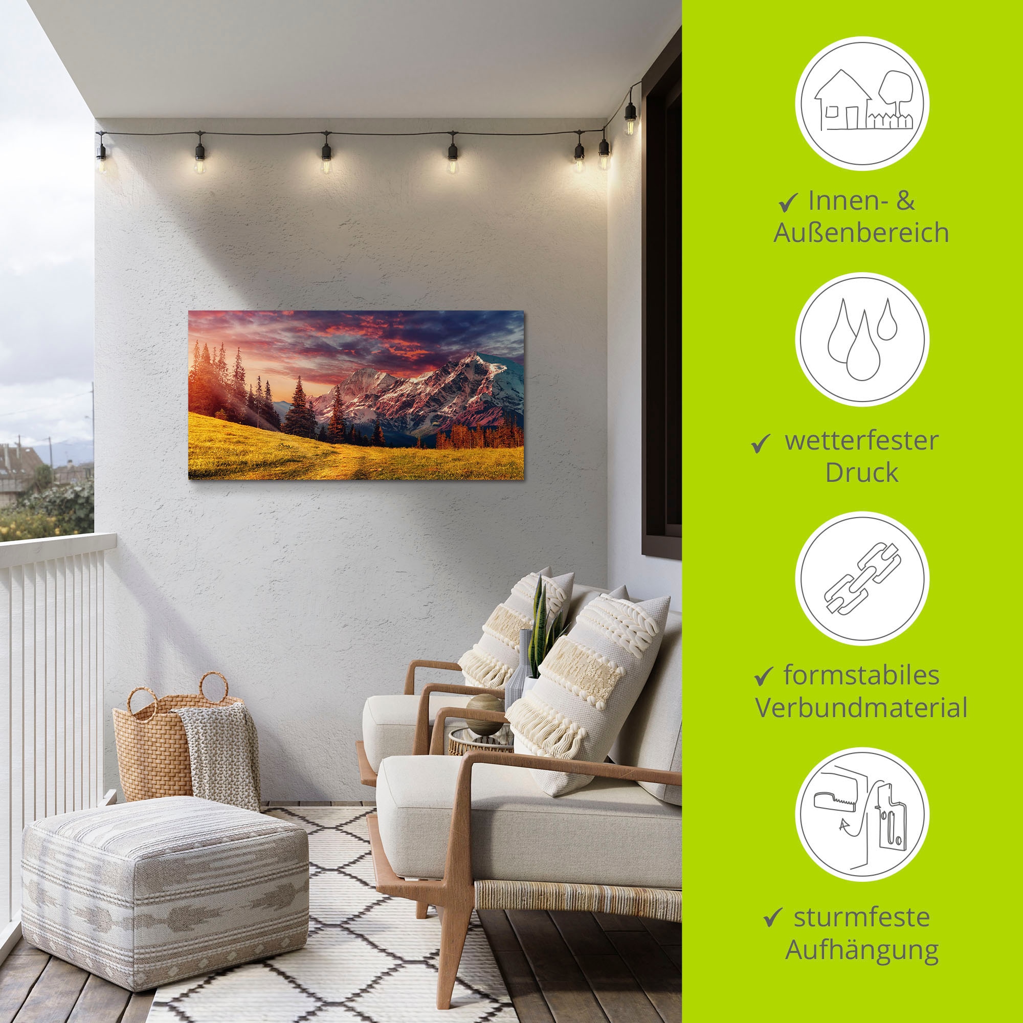 Artland Wandbild »Alpines Hochland«, Berge & Alpenbilder, (1 St.), als Alubild, Outdoorbild, Leinwandbild in verschied. Größen