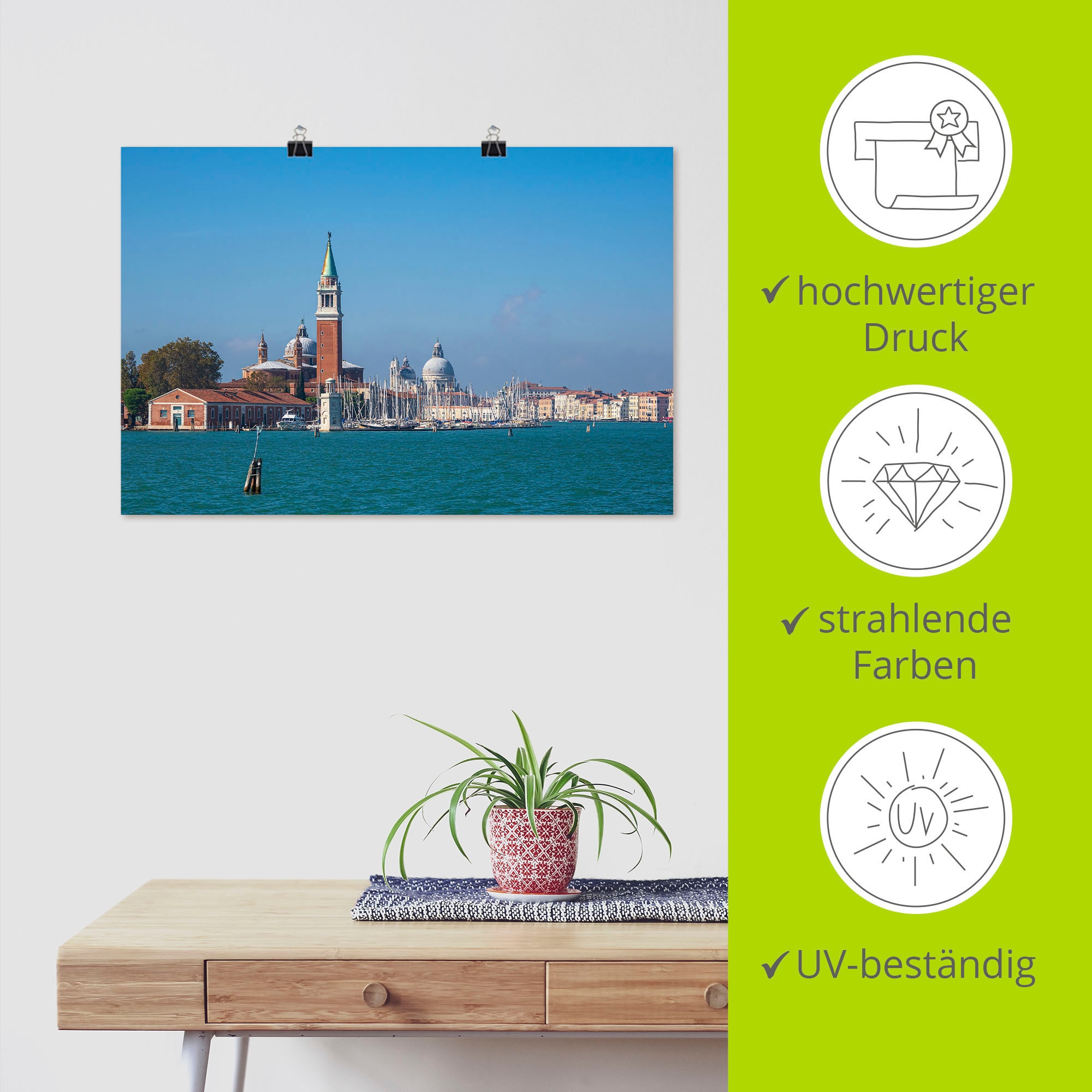 Artland Wandbild »Insel San Giorgio Maggiore in Venedig«, Venedig, (1 St.), als Alubild, Leinwandbild, Wandaufkleber oder Poster in versch. Größen