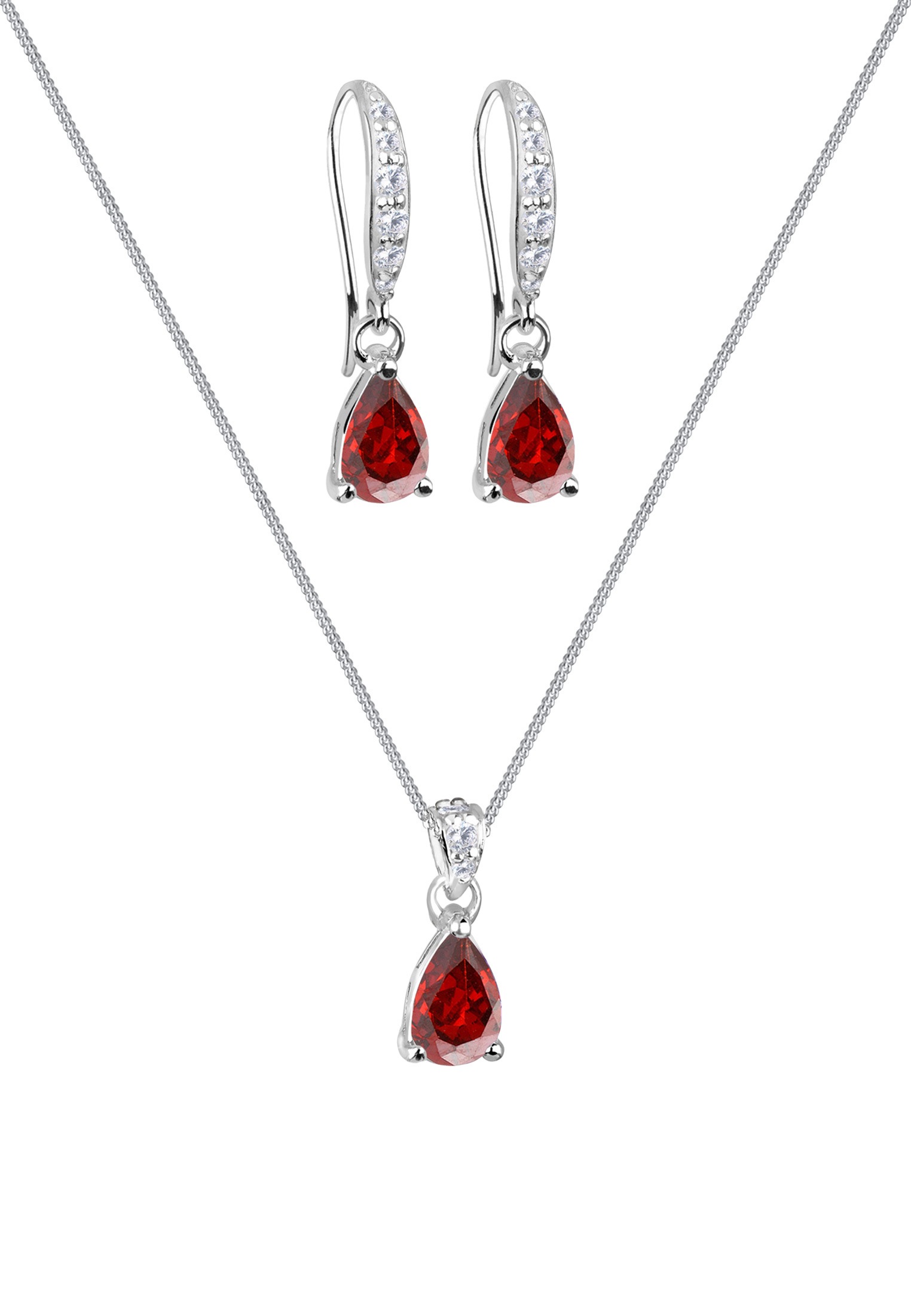 Elli Ohrring und Ketten Set »Schmuckset Ohrhänger und Anhänger mit Zirkonia 925 Sterling Silber«