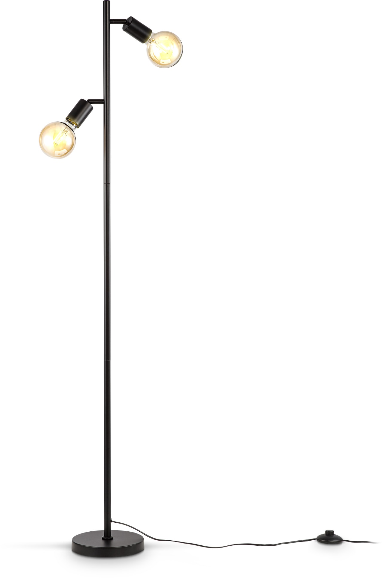 B.K.Licht Stehlampe, 2 flammig-flammig, Stehleuchte, Retro, Fußschalter, Metall OTTO 2-flammig, schwenkbar, E27, bei