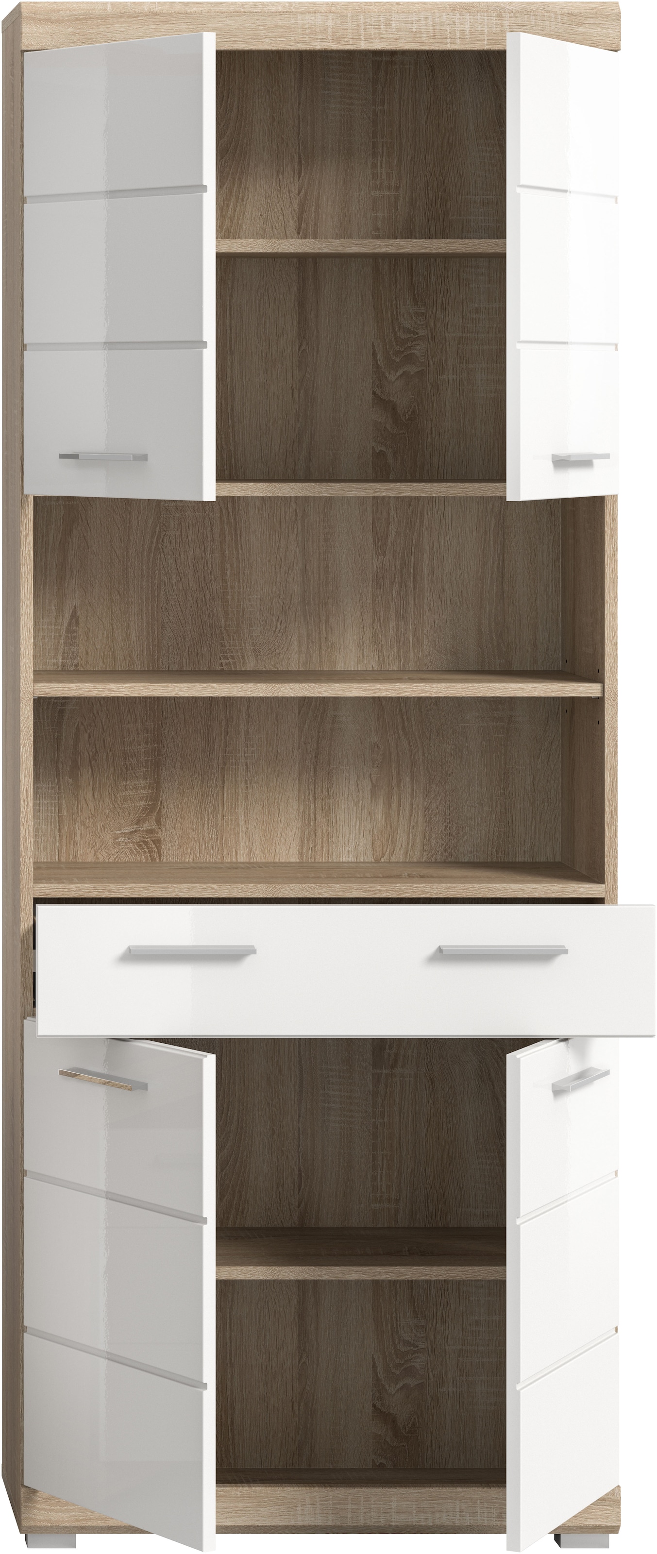 INOSIGN Hochschrank »Siena, Breite 74cm, 4 Türen, 1 Schubkasten, 2 offene Fächer, MDF-Front«, in verschiedenen Farben erhältlich, Badmöbel, Badschrank, Schrank, Bad