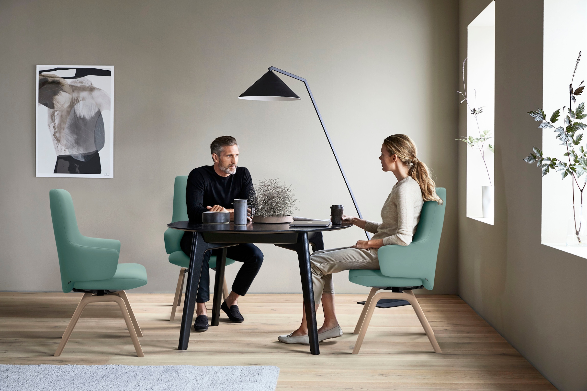 Stressless® Polsterstuhl »Laurel«, Leder PALOMA, High Back mit Armlehne, Größe L, mit schräggestellten Beinen in Eiche