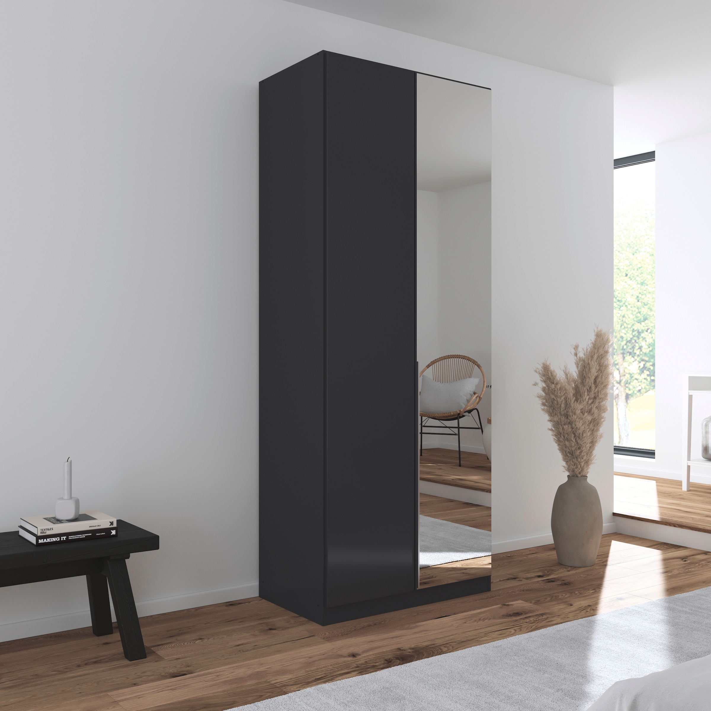 rauch Drehtürenschrank »Kleiderschrank Schrank Garderobe AGORDO mit Dekor- oder Hochglanzfront«, (in zwei Griff-Farben), durchdachte Innenausstattung, in 6 Breiten und 2 Höhen MADE IN GERMANY