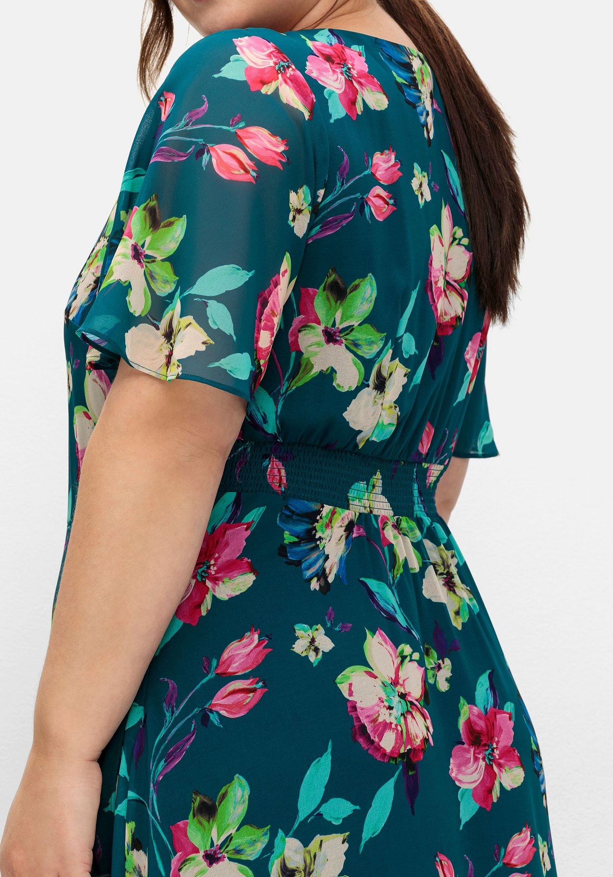 Sheego Abendkleid »Chiffonkleid mit Blumenprint, blickdicht gefüttert«