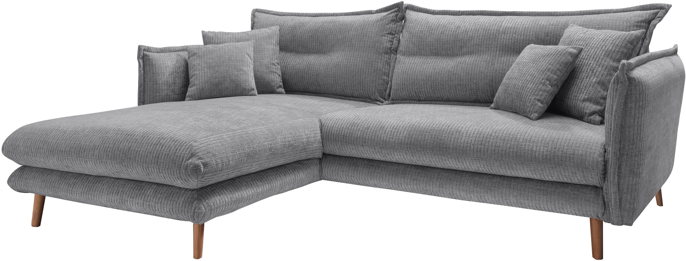 INOSIGN Ecksofa »Lazio modern und bequem, schmale Armlehnen, tolle Detailverarbeitung« zwei verschiedene Fußfarben wählbar