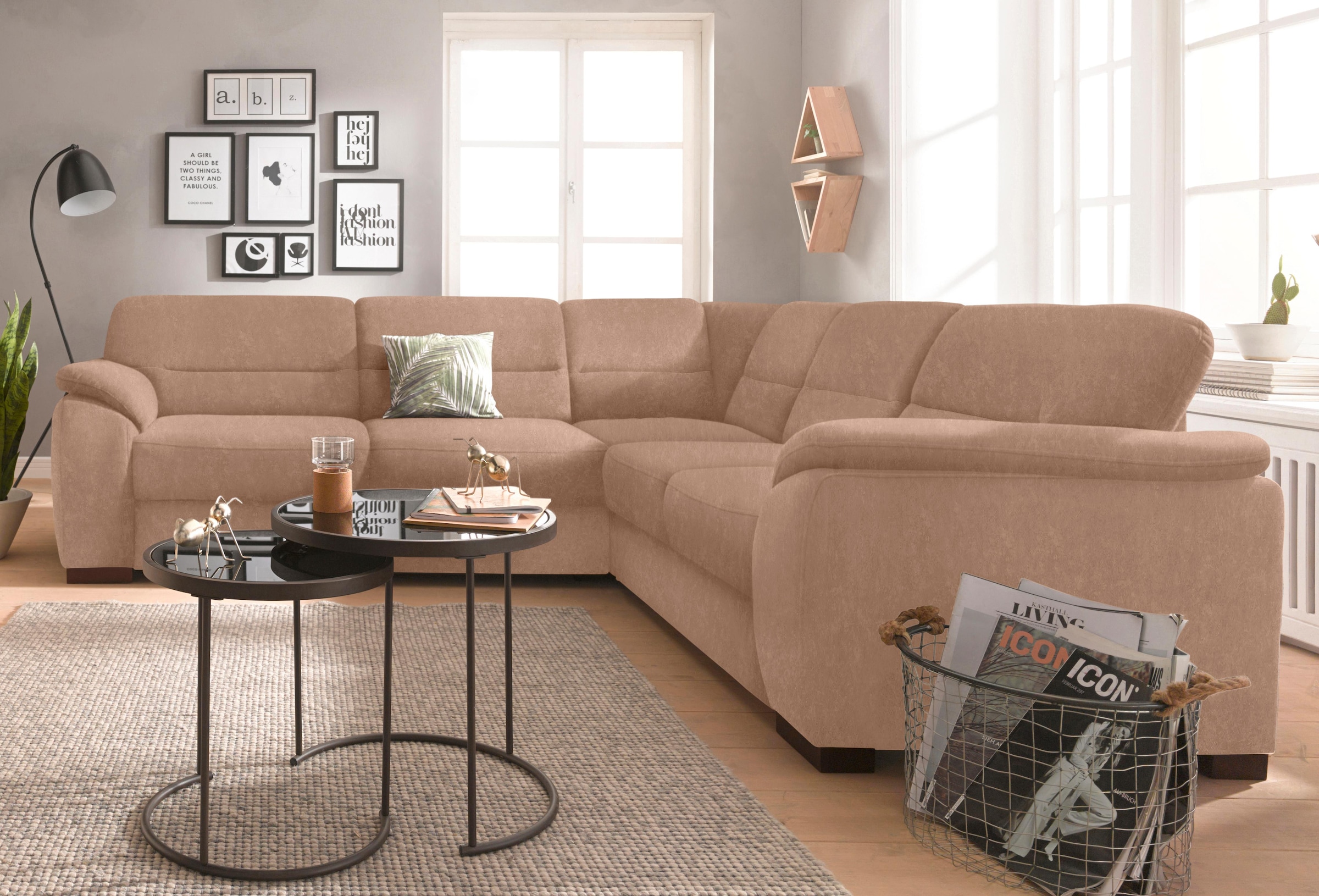 sit&more Ecksofa »Montego L-Form« wahlweise mit Bettfunktion und Schubkasten