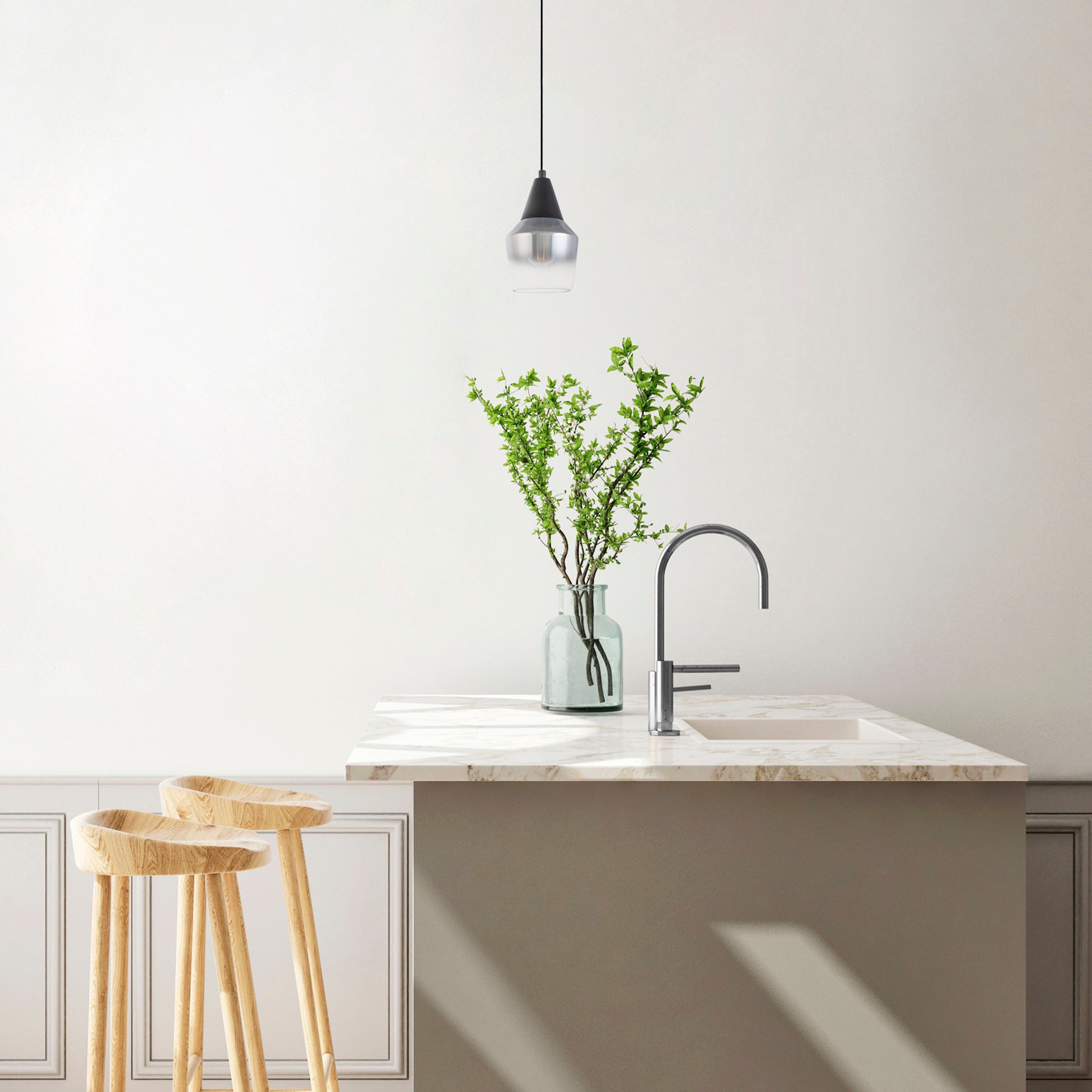 Paco Home Pendelleuchte »DIANA«, Leuchtmittel E27 | ohne Leuchtmittel, Esstisch Deckenlampe Glas Lampenschirm Modern Vintage Industrial E27