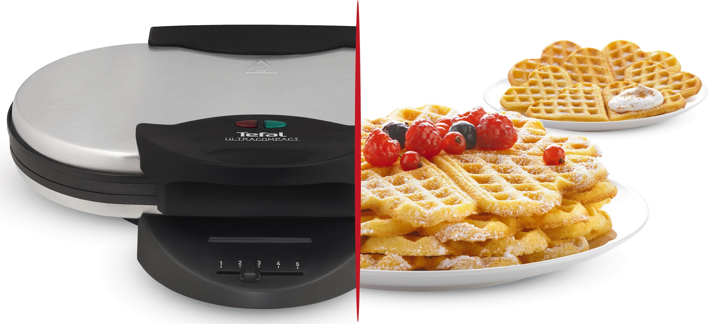 Tefal Waffeleisen »WM311D«, Temperatur Herzwaffeln 1200 Wunsch-Bräunung OTTO W, 2 stufenloser für kaufen gleichzeitig, bei