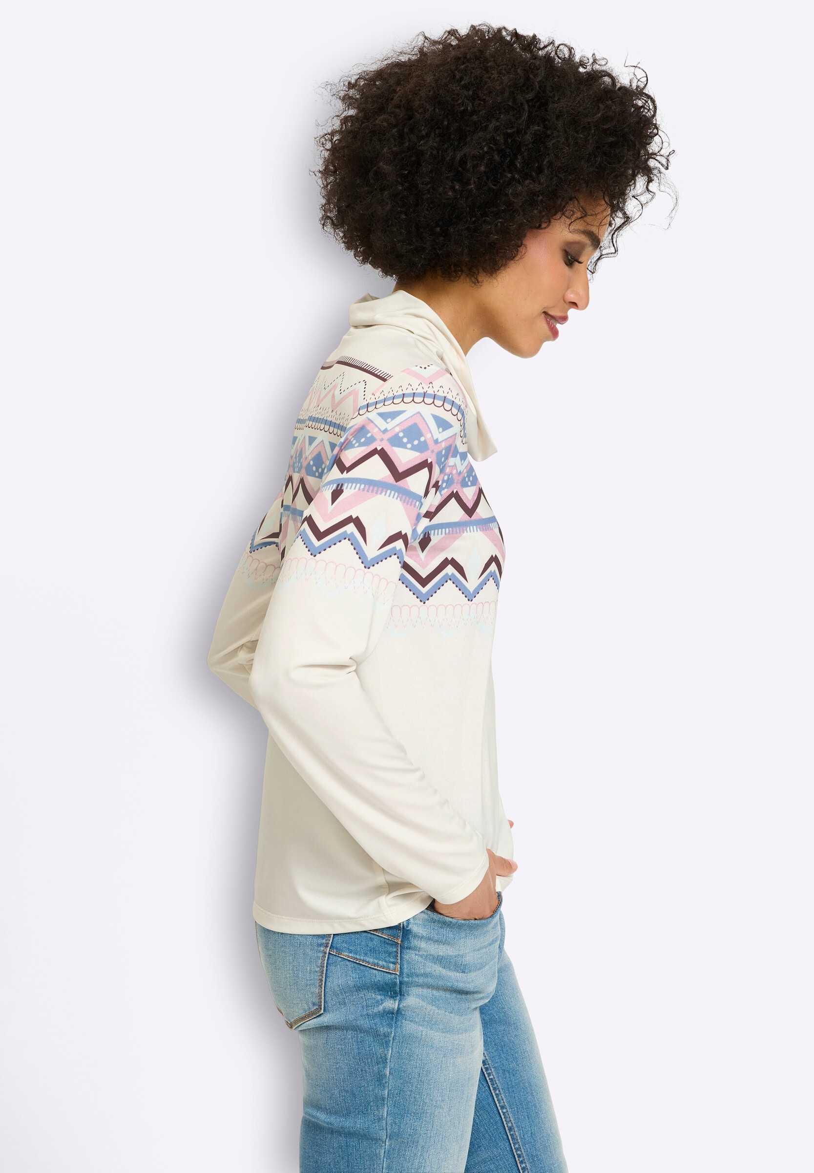 heine T-Shirt »Druck-Shirt Rollkragenshirt mit Norweger-Muster«