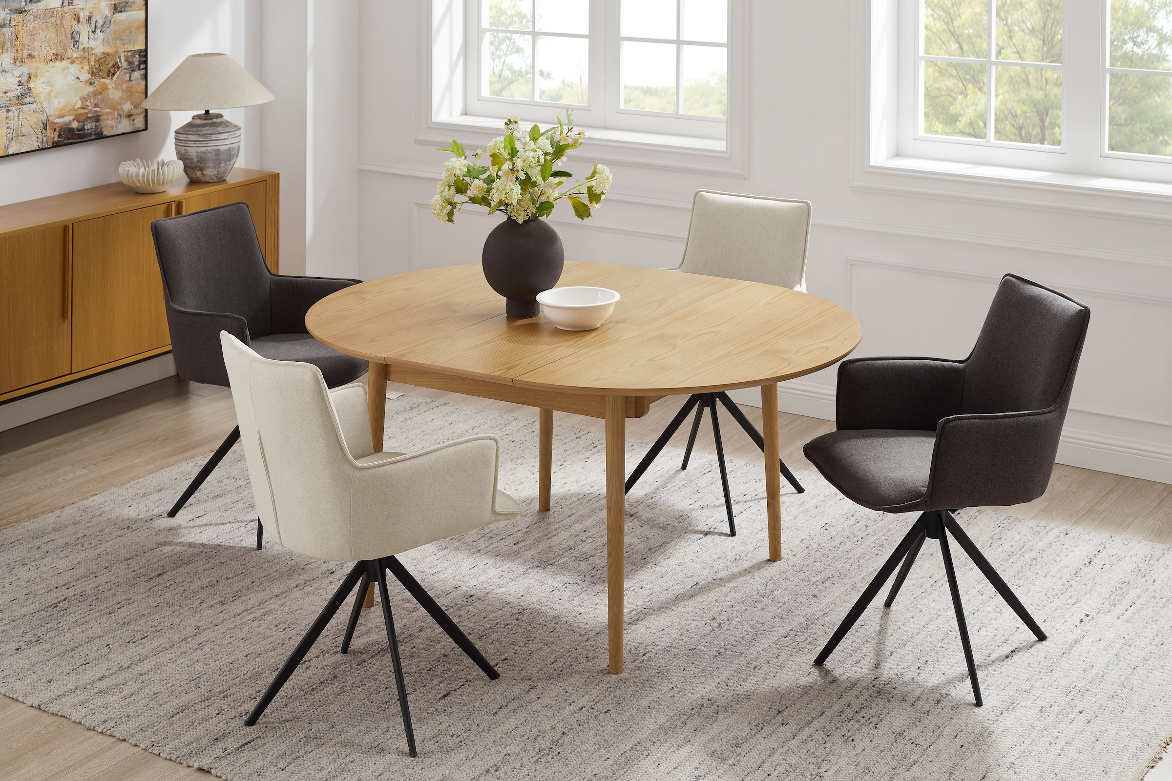 OTTO home Drehstuhl »Amoreve« (Set) 2 Stk.hochwertiger Strukturstoff, ergonomisches Design, Metallgestell