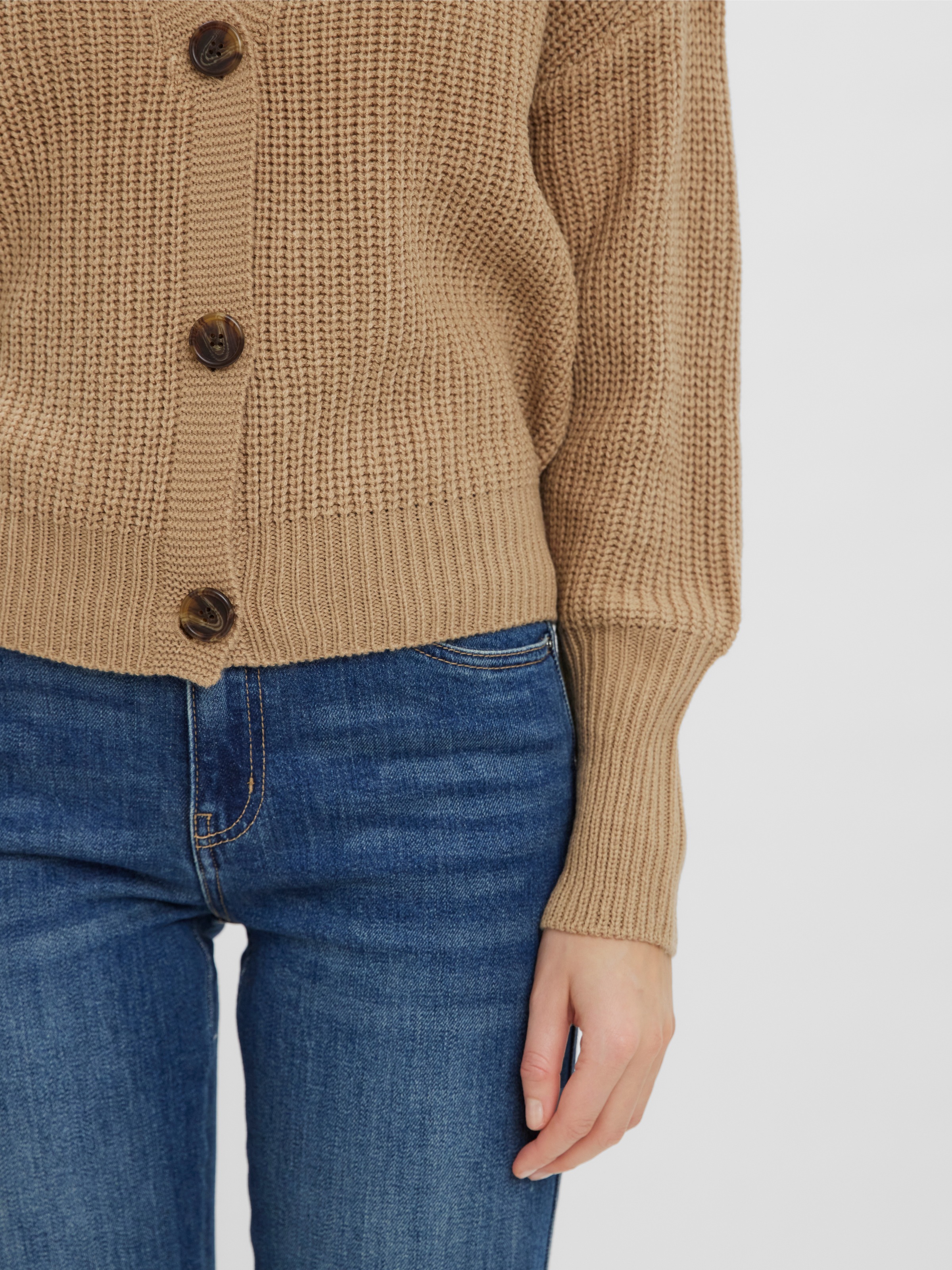 Vero Moda Strickjacke »VMLEA LS V-NECK CUFF CARDIGAN NOOS« Kunstfaser, regular fit