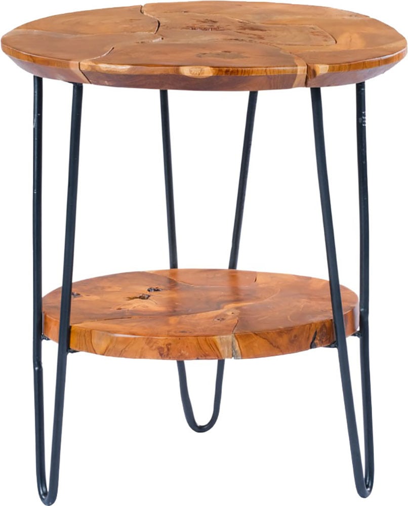 Kayoom Beistelltisch »Woodstock 225, Beistelltisch in Natur-Optik,hochwertiges Teakholz«, (1 St.), Hochwertiges Teakholz, Handarbeit, Abstand Tischplatte: 23 cm