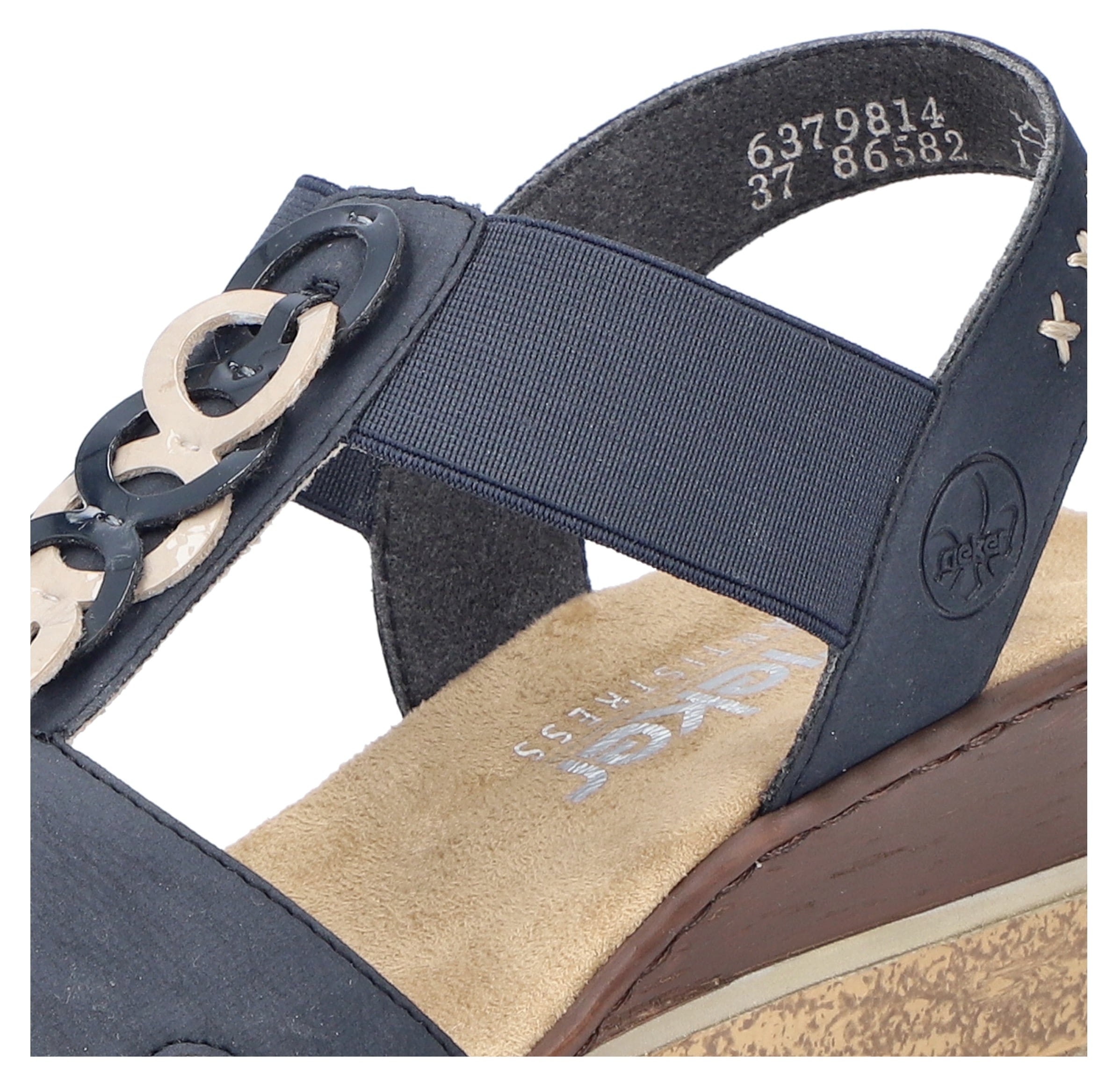 Rieker Keilsandalette, Sommerschuh, Sandale, Plateausandale mit Gummizug für guten Sitz